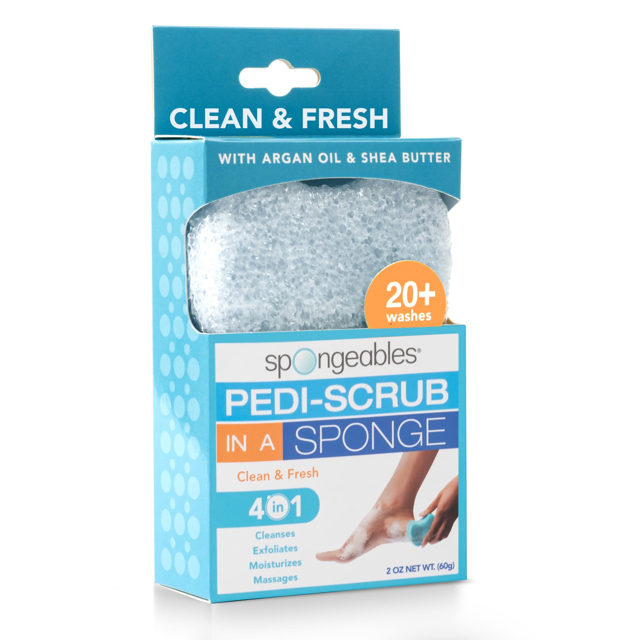 Spongeables Pedi Scrub Foot Exfoliating 20+ Wash Sponge