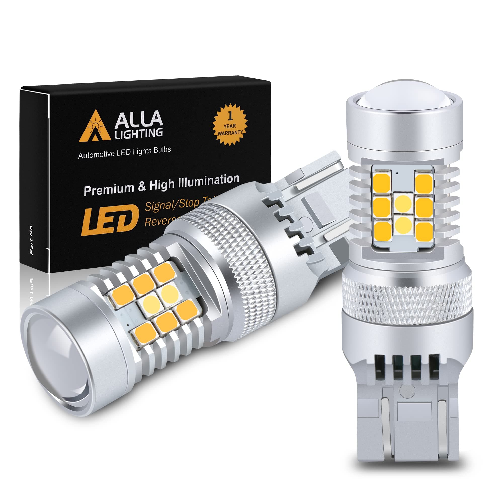 Alla Lighting 7443 7444NA T20 LED Switchback Xtremely Super Bright Dual Color White Yellow (Amber) High Power 2835 28-SMD LED Bulbs for Replacing Turn signal Light Lamps (7443)