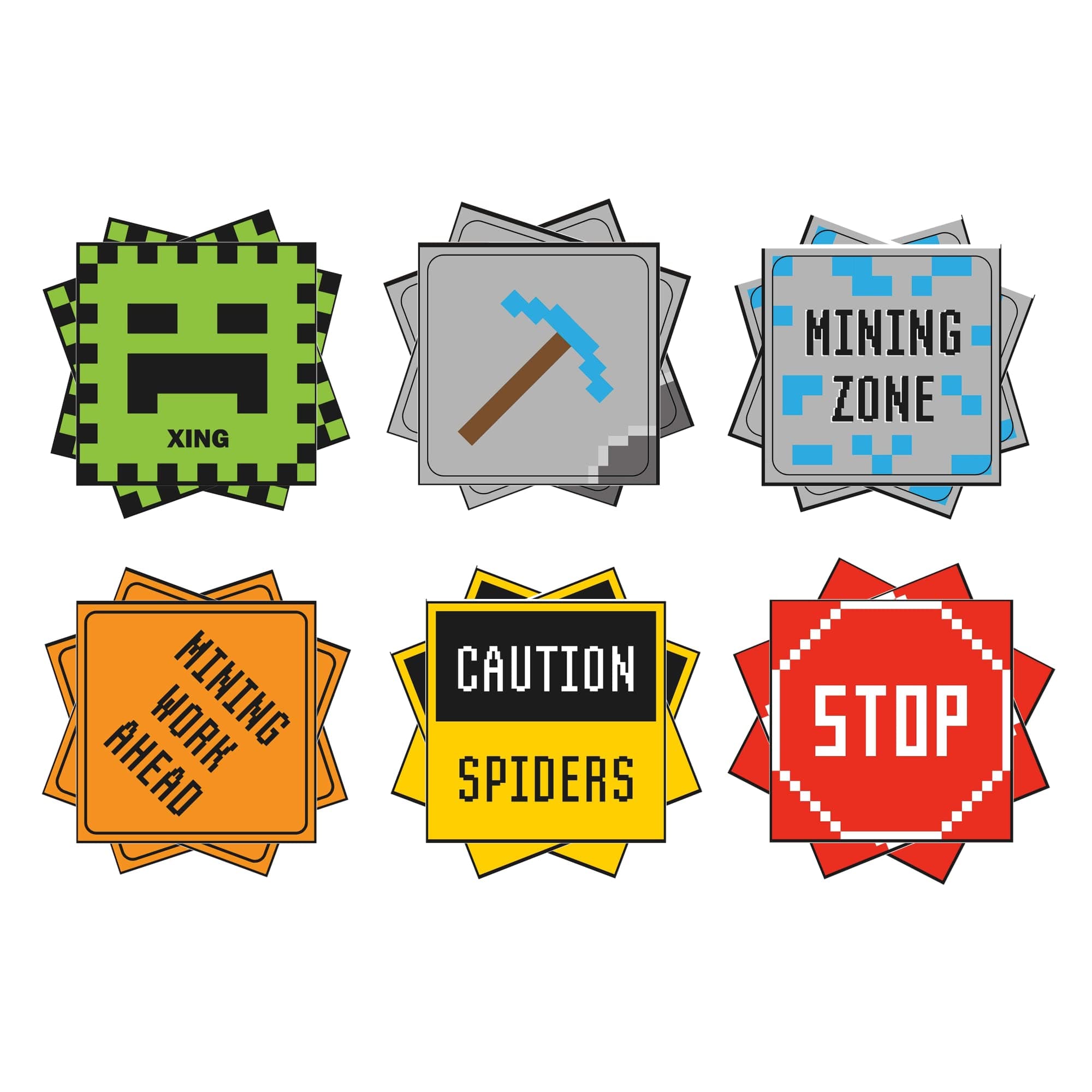 Blue Orchards 18 Pieces Mining Fun 12"x12" Cutouts - Mini Posters, Mining Birthday, Gamer Room Decorations, Pixel Miner Birthday Party, Mining Themed Posters, Pixel Gaming