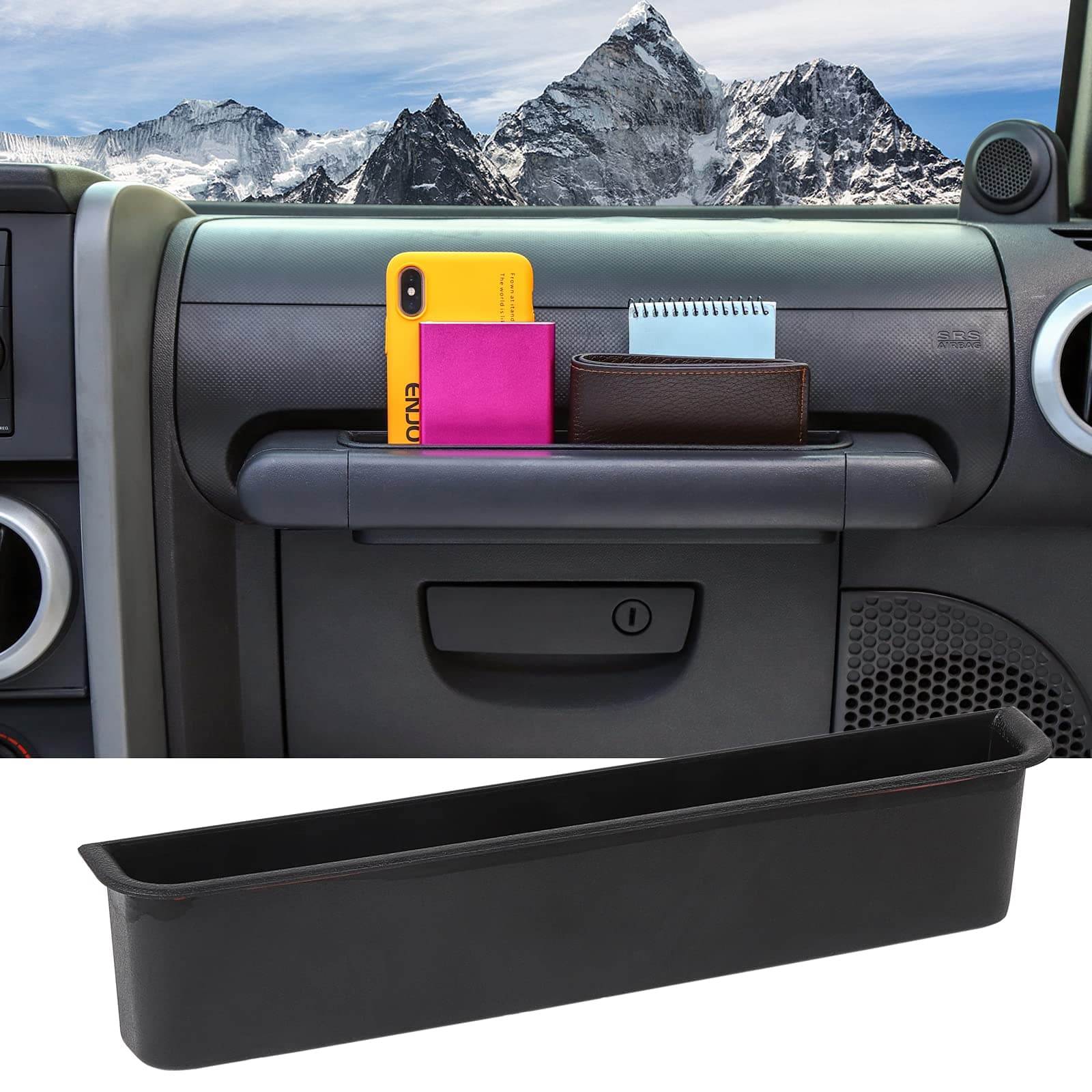 CheroCar Grab Tray Passenger Storage Box Handle Storage Box Tray Organizer Grab Accessory (for Jeep Wrangler Jk 2007-2010)