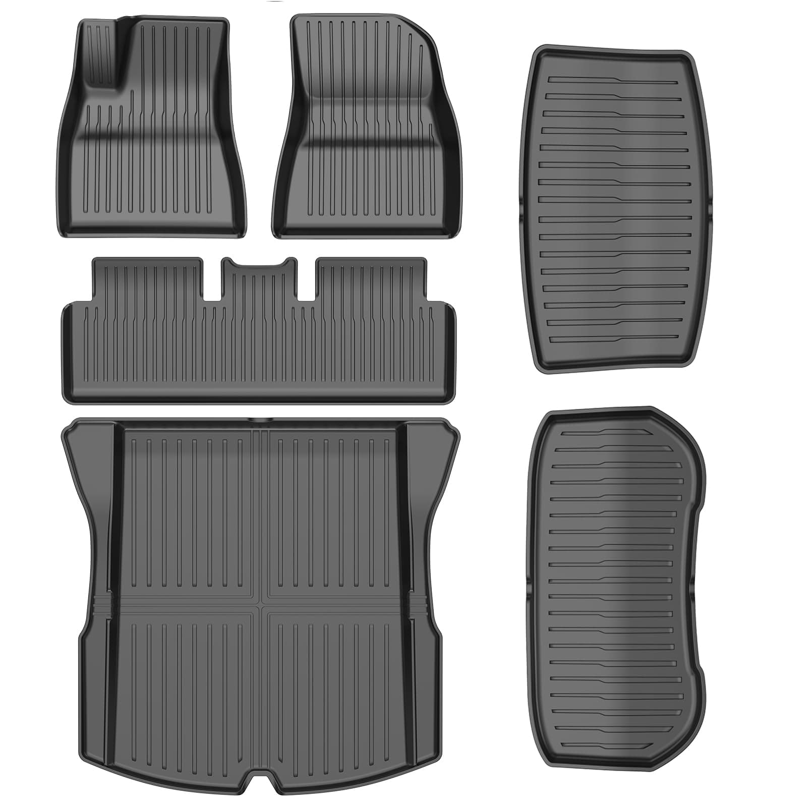 2024 New Version Tesla Model 3 Highland Floor Mats Custom Fit All Weather TPE Cargo Liner Cargo Trunk Accessories,Compatible 2021 2022 Tesla Model 3 (2024 Model 3 Full Floor Mat Kit Set of 6)