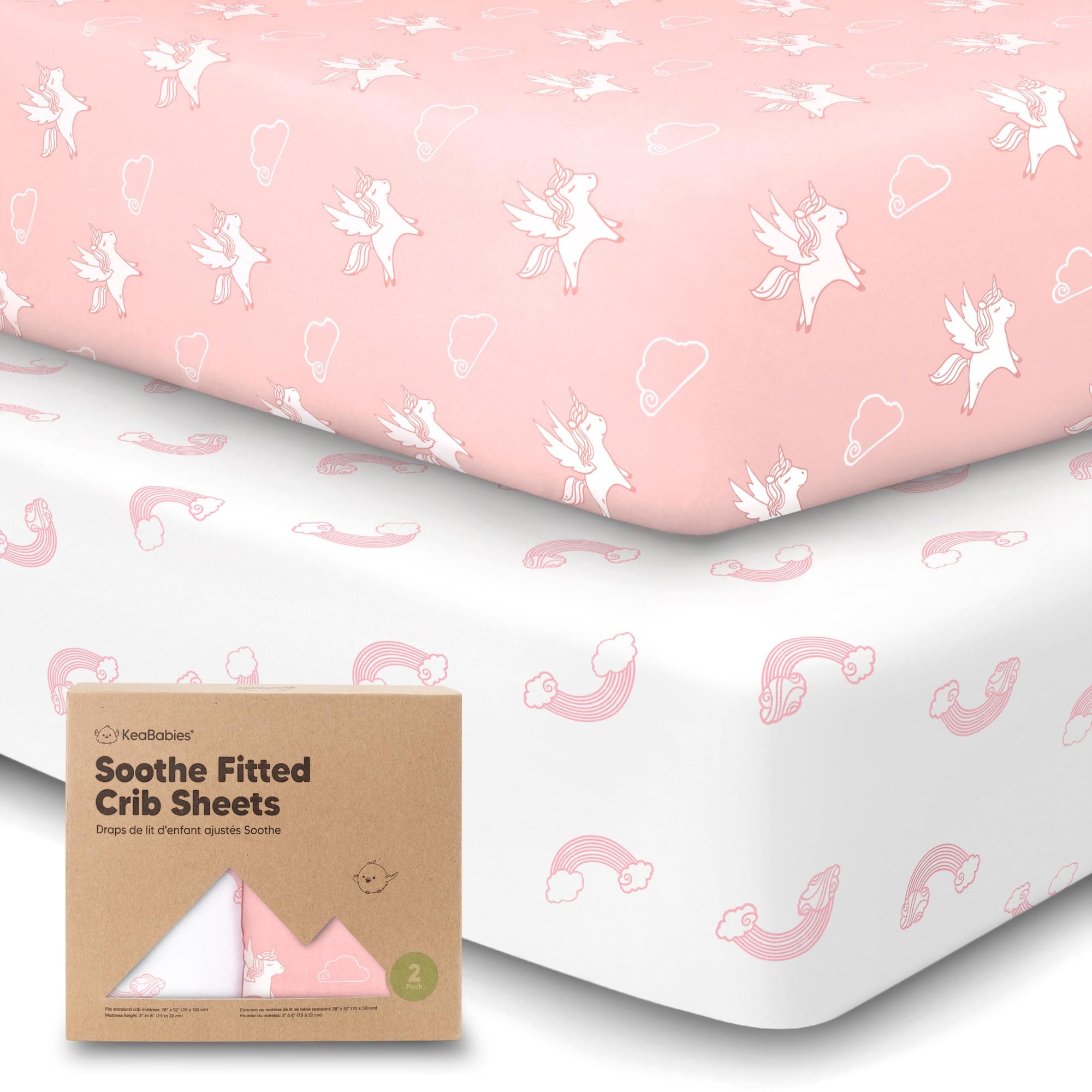 Jersey Fitted Crib Sheets for Boys and Girls - 2-Pack Soft & Breathable Cotton Crib Sheets Neutral - Fits Standard Nursery Crib Mattresses - Toddler Bed Sheets - Crib Mattress Sheet (Dreamland)