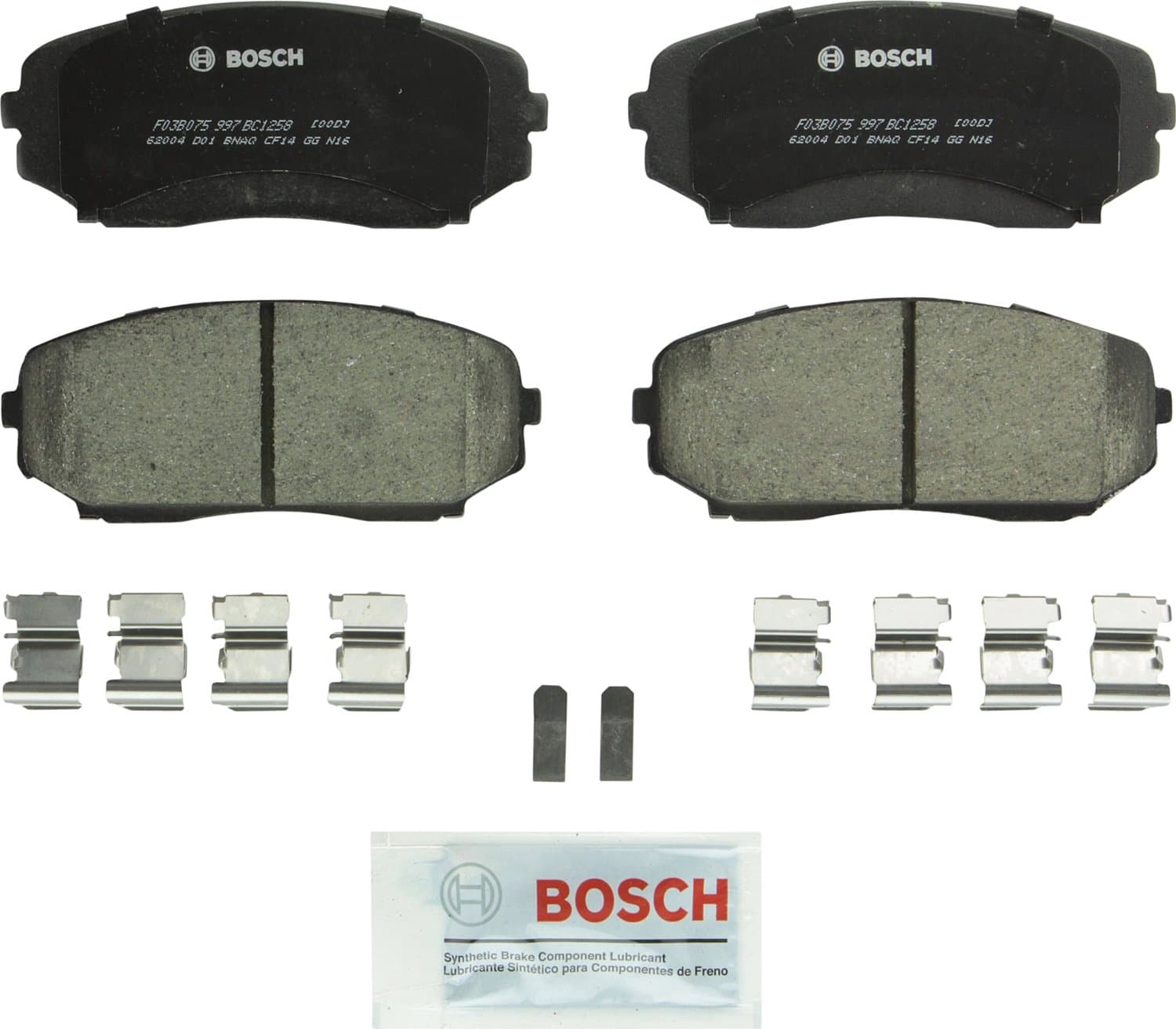 BOSCH BC1258 QuietCast Premium Ceramic Disc Brake Pad Set - Compatible with Select Ford Edge; Lincoln MKX; Mazda CX-5, CX-7, CX-9; FRONT