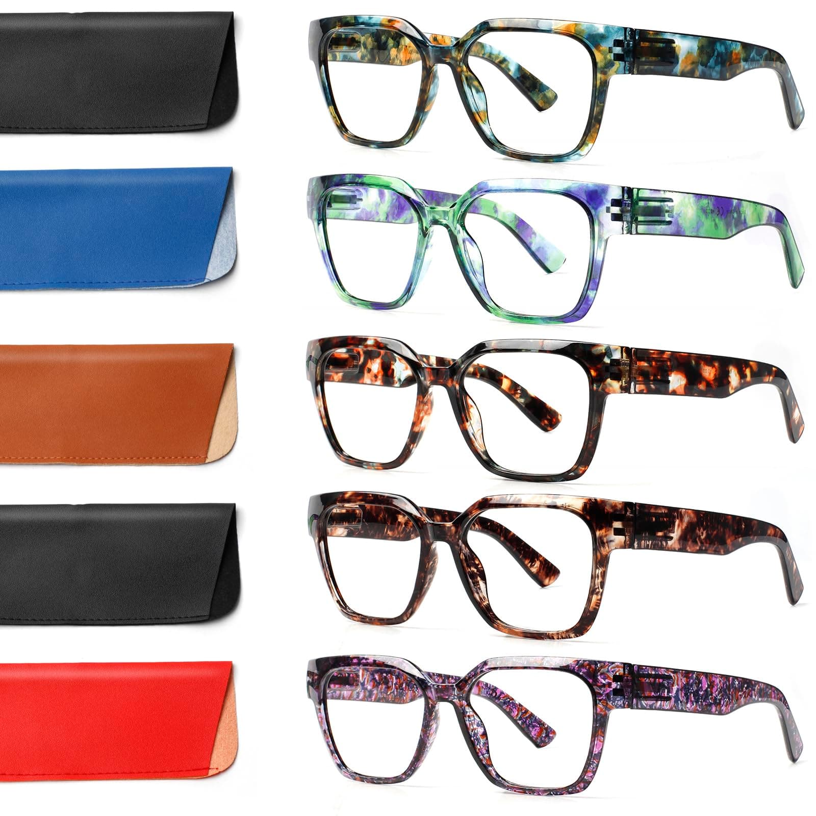 JOSCHOO 5 Pack Reading Glasses for Women Blue Light Blocking Glasses Filter UV Square Readers Glasses for Men and Women
