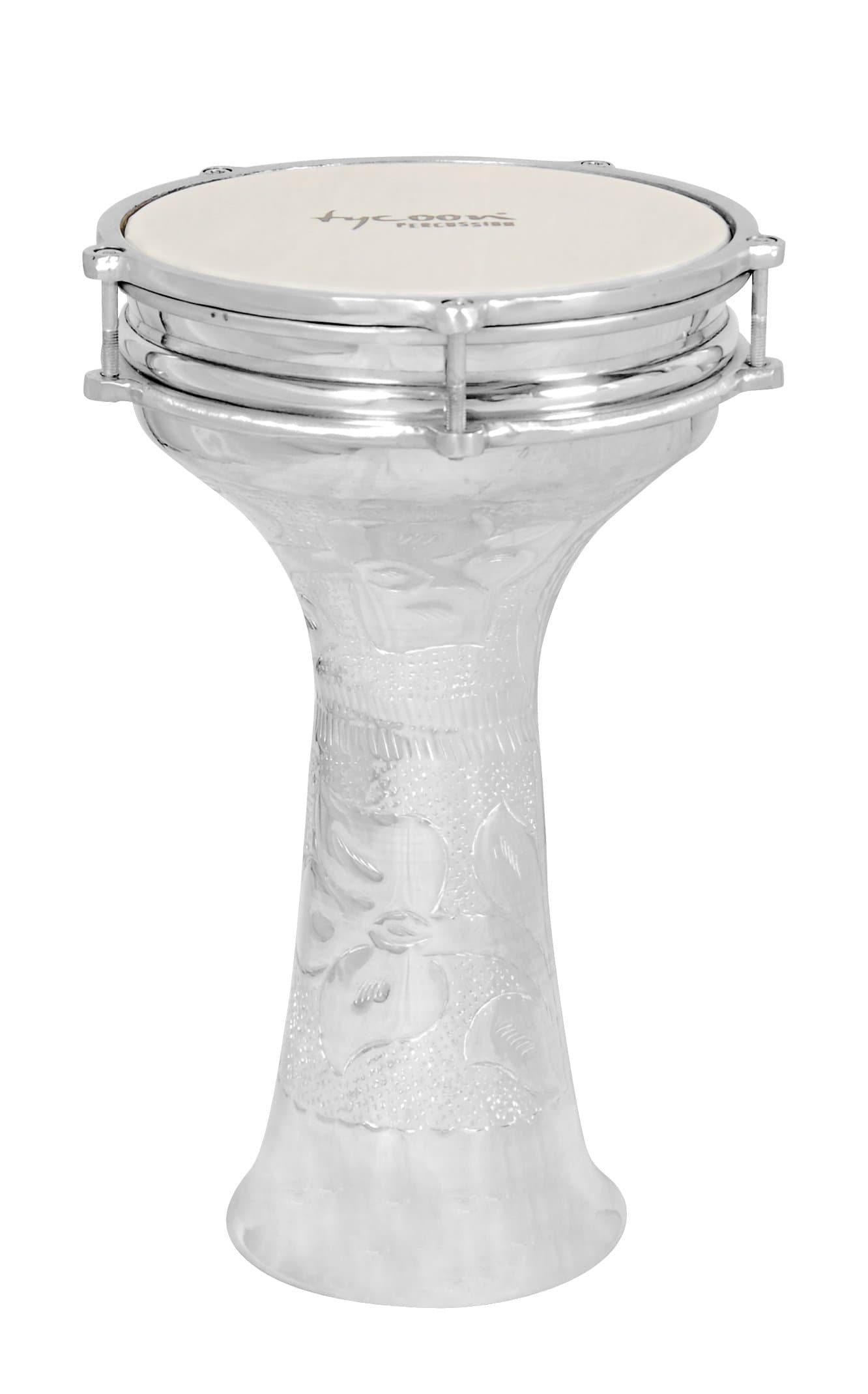 Tycoon Percussion 14" Hand Hammered Aluminum Darbuka, Silver, TDA-HC14
