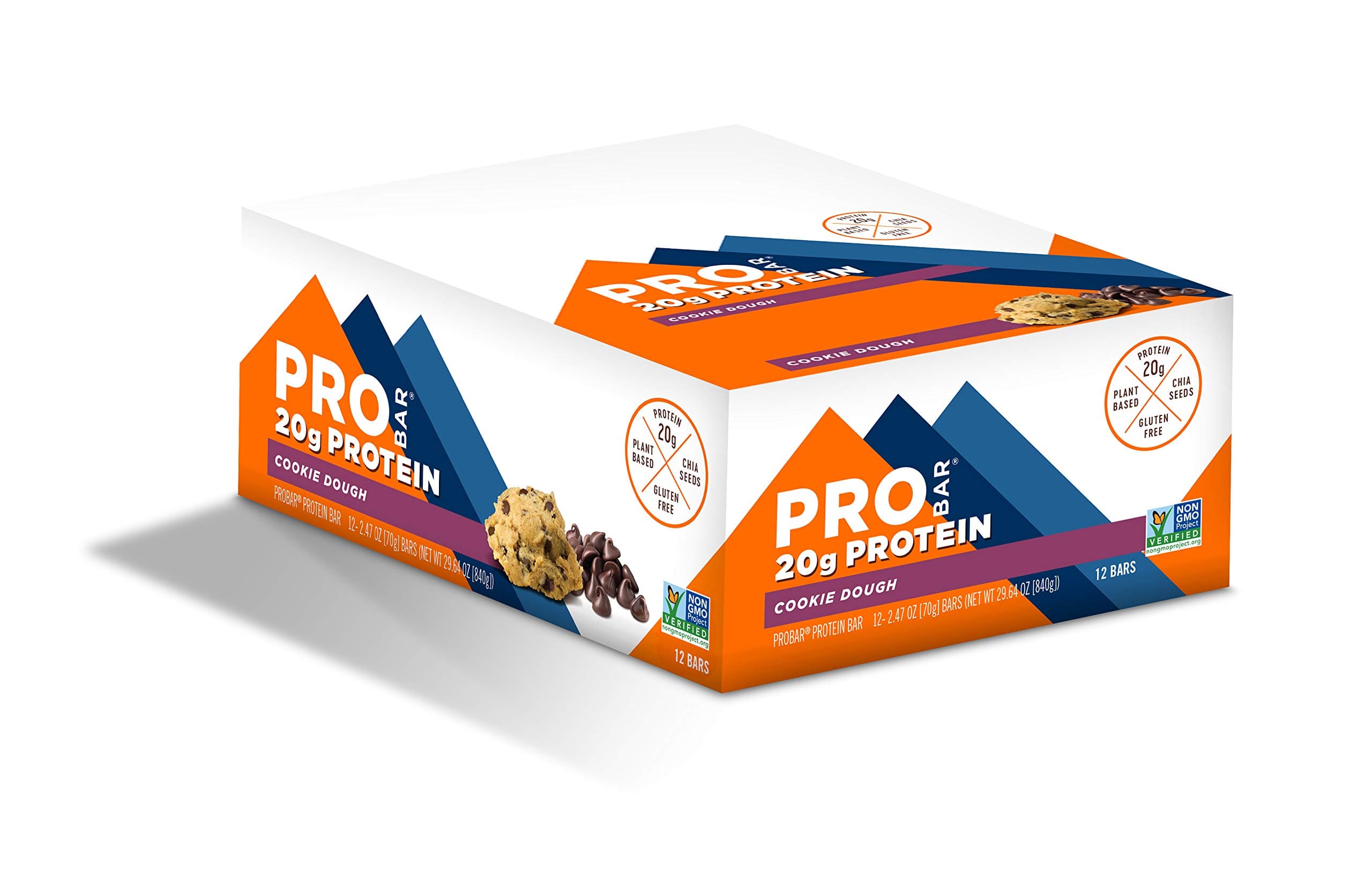 Probar - Base Protein Bar, Cookie Dough, Gluten-Free, Plant-Based, Natural Energy Snacks - 12 Count