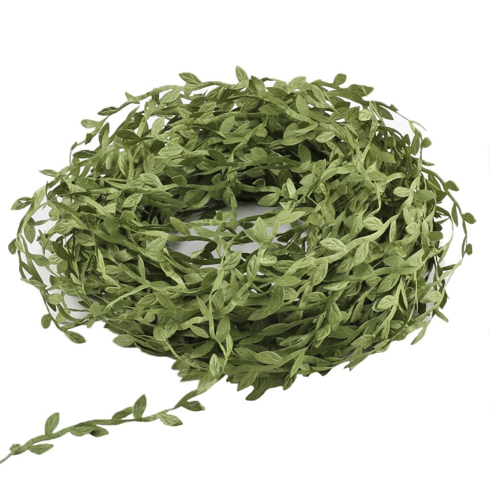 Pulluo 132 Ft Artificial Vines Artificial Ivy Garland Fake Olive Green Vines Ivy Leaf Ribbon Fake Hanging Plants for Home Wedding Decoration Woven Garlands DIY Craft Garden Wall Decoration(40M)