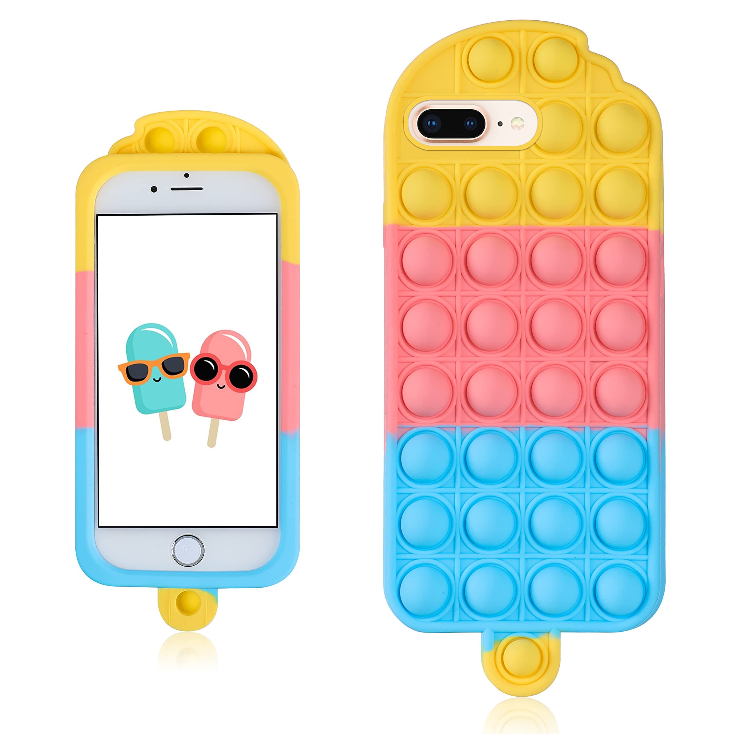 Trendy Fun for iPhone 6 Plus/6S Plus/7Plus/8 Plus Case,Silicone Cartoon Funny Cute Cool Fidget Unique Designer Fun Cover Cases for Boys Girls Women Rainbow Popsicle -for iPhone 6/6S/7/8 Plus 5.5"