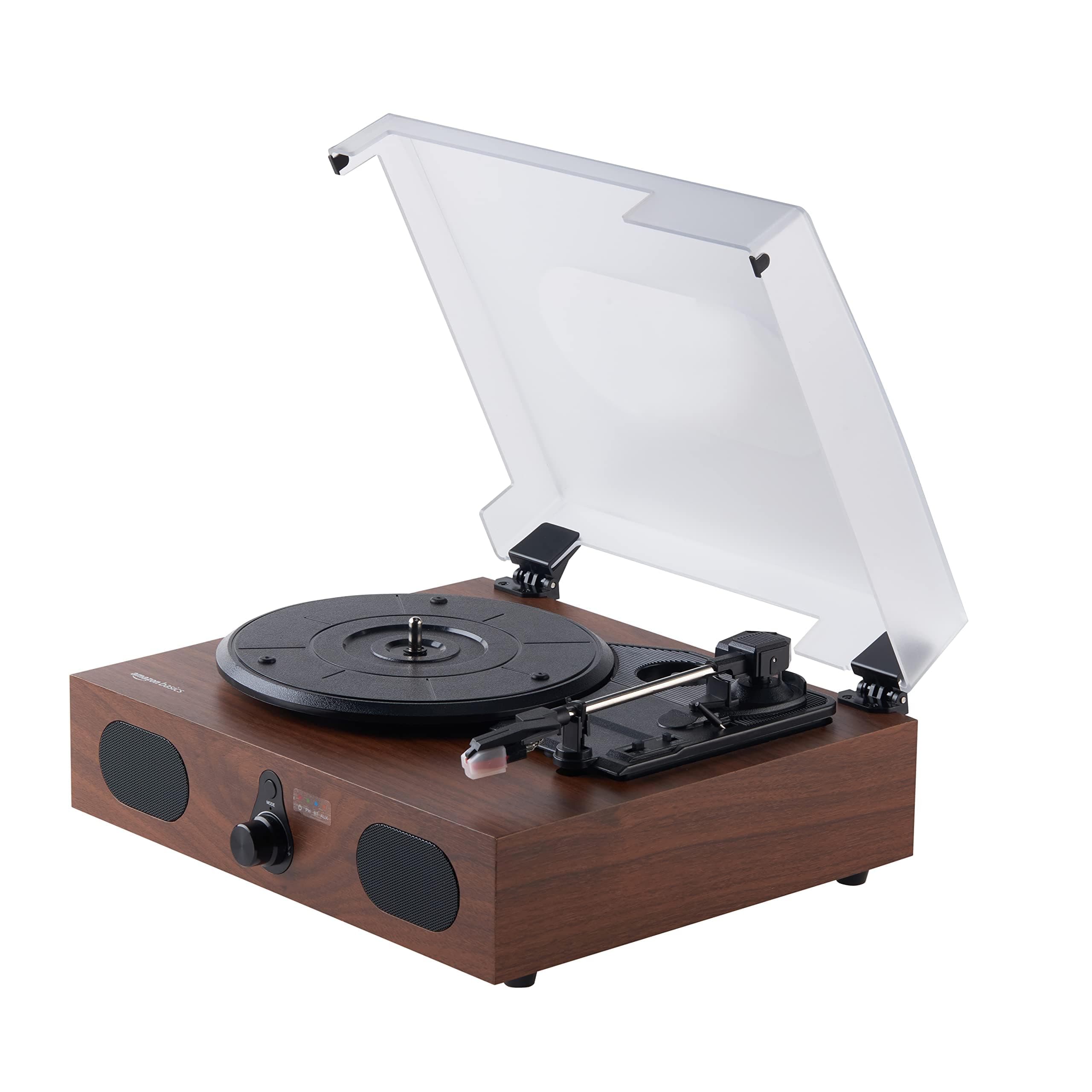 Desktop Vinyl Record Player Turntable with Bluetooth Playback, Built-in Speakers, 3-Speed, Wireless Playback, Black