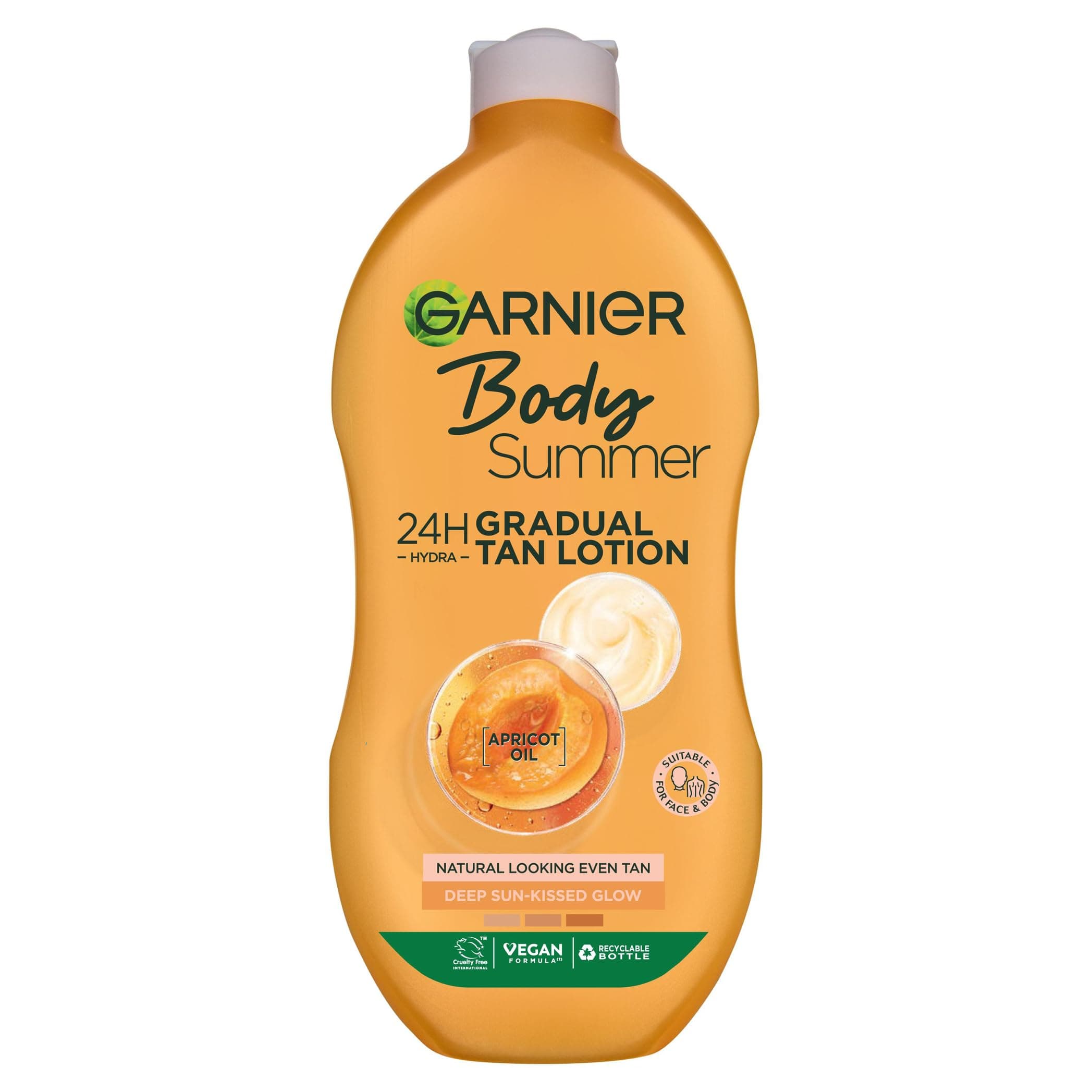 Garnier Summer Body Gradual Tan Moisturiser Deep, For A Radiant Sun Kissed Glow, Suitable For Face & Body, 24 Hour Hydration & A Natural Even Tan, Fast Absorption, Vegan Formula, 400ml