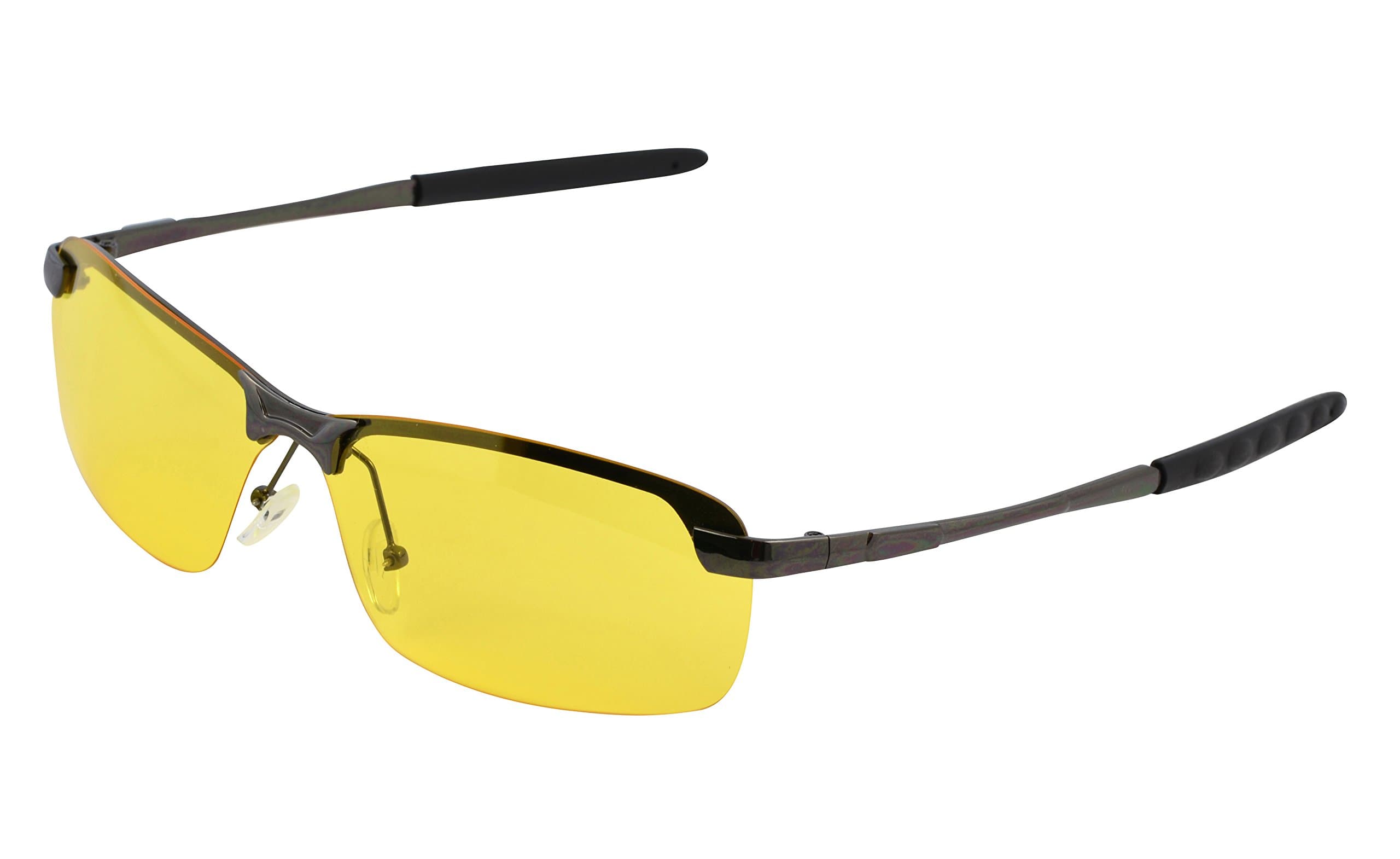 OX Legacy Yellow Wraparound Blue Light Blocking Glasses, 68mm Black Wire Metal Frame
