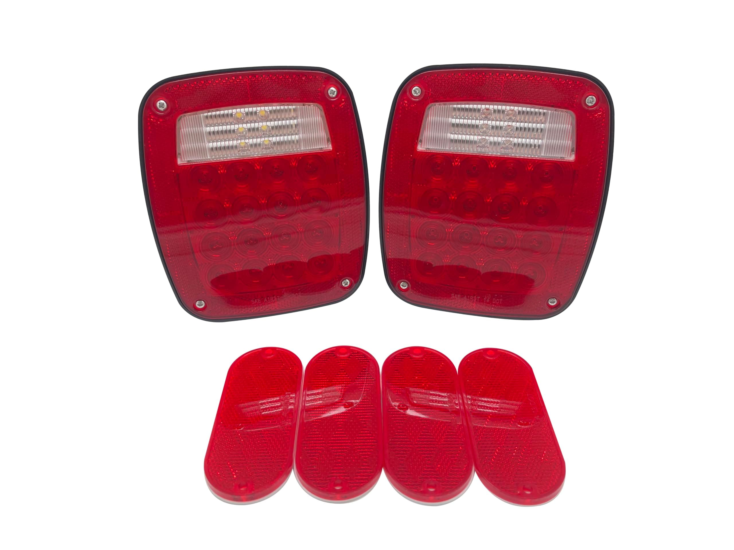 2PC LED Submersible Universal Combination Signal Tail Light Truck Lite DOT HTL-T101L-4R, RED