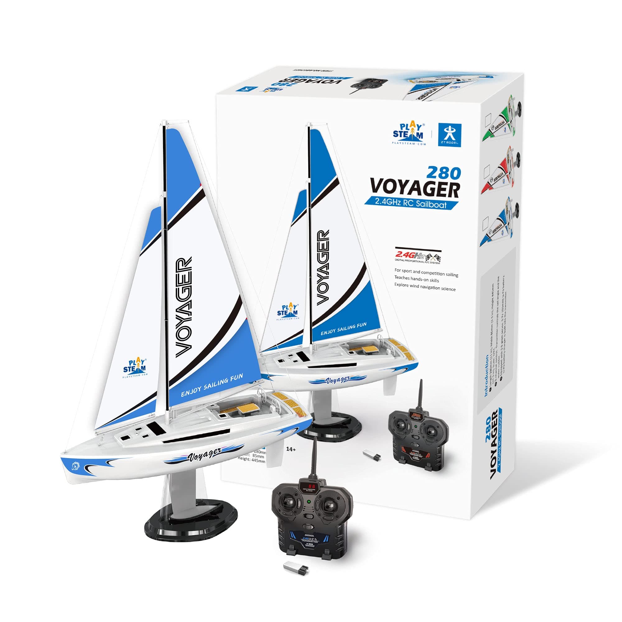 Voyager 280 RC Controlled Wind Powered Sailboat in Blue -17.5" Tall