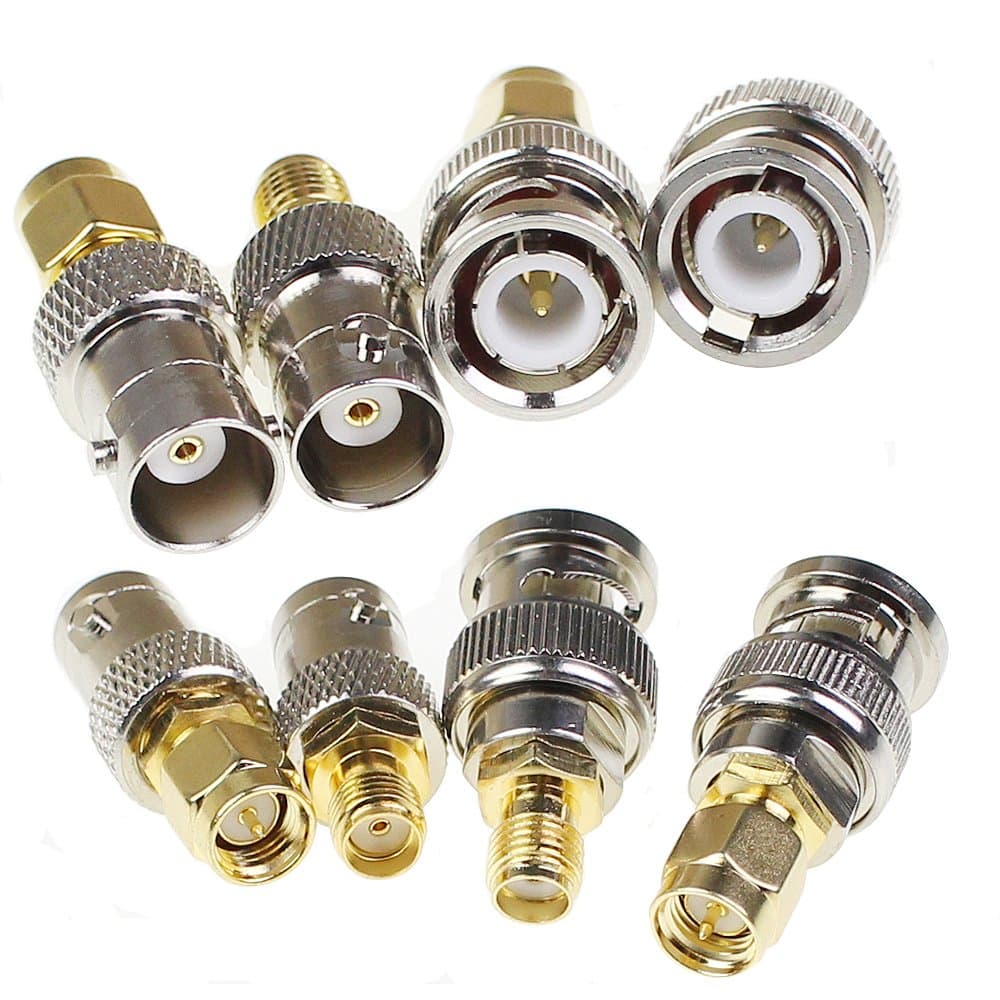 exgoofit SMA to BNC Kits 2 Set RF Coaxial Adapter Male Female Coax Connector 8 Pieces