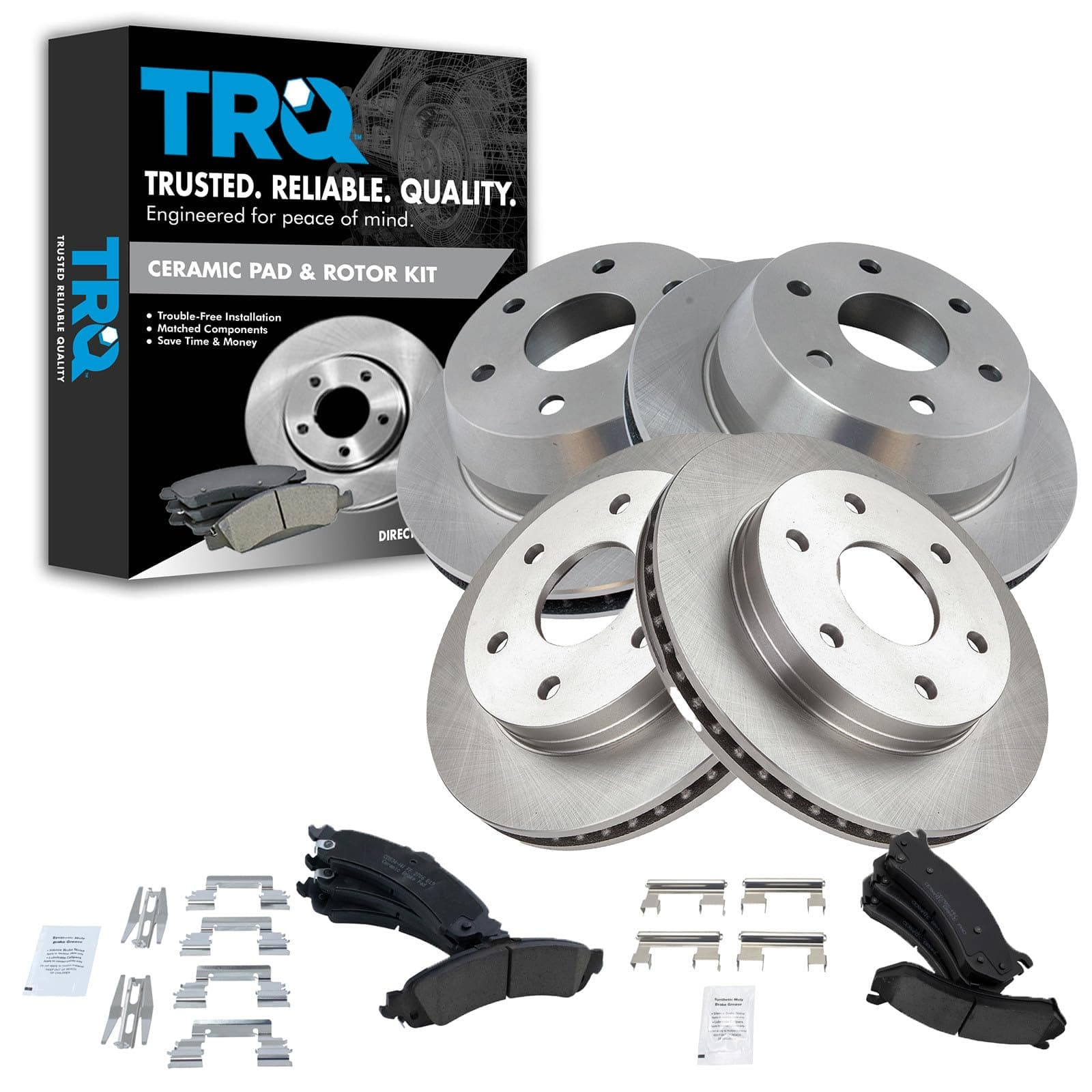 Front & Rear Premium Posi Ceramic Disc Brake Pads & Rotors Kit Compatible with GM