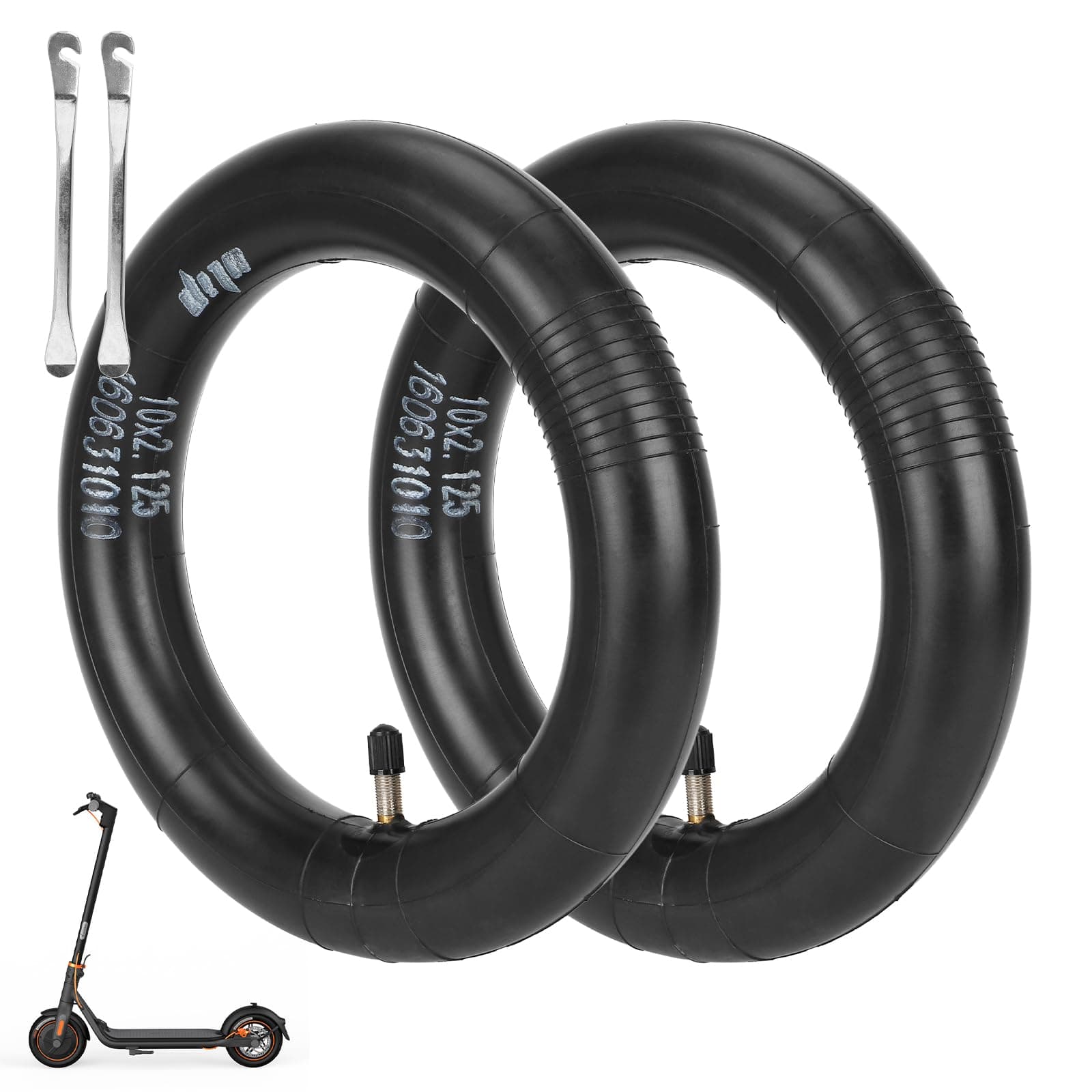 ulip 10x2.125 Replacement Inner Tubes with Straight Valve for Ninebot F30 F20 F25 F40 Scooter for 10 inch Scooter(2 Pack)
