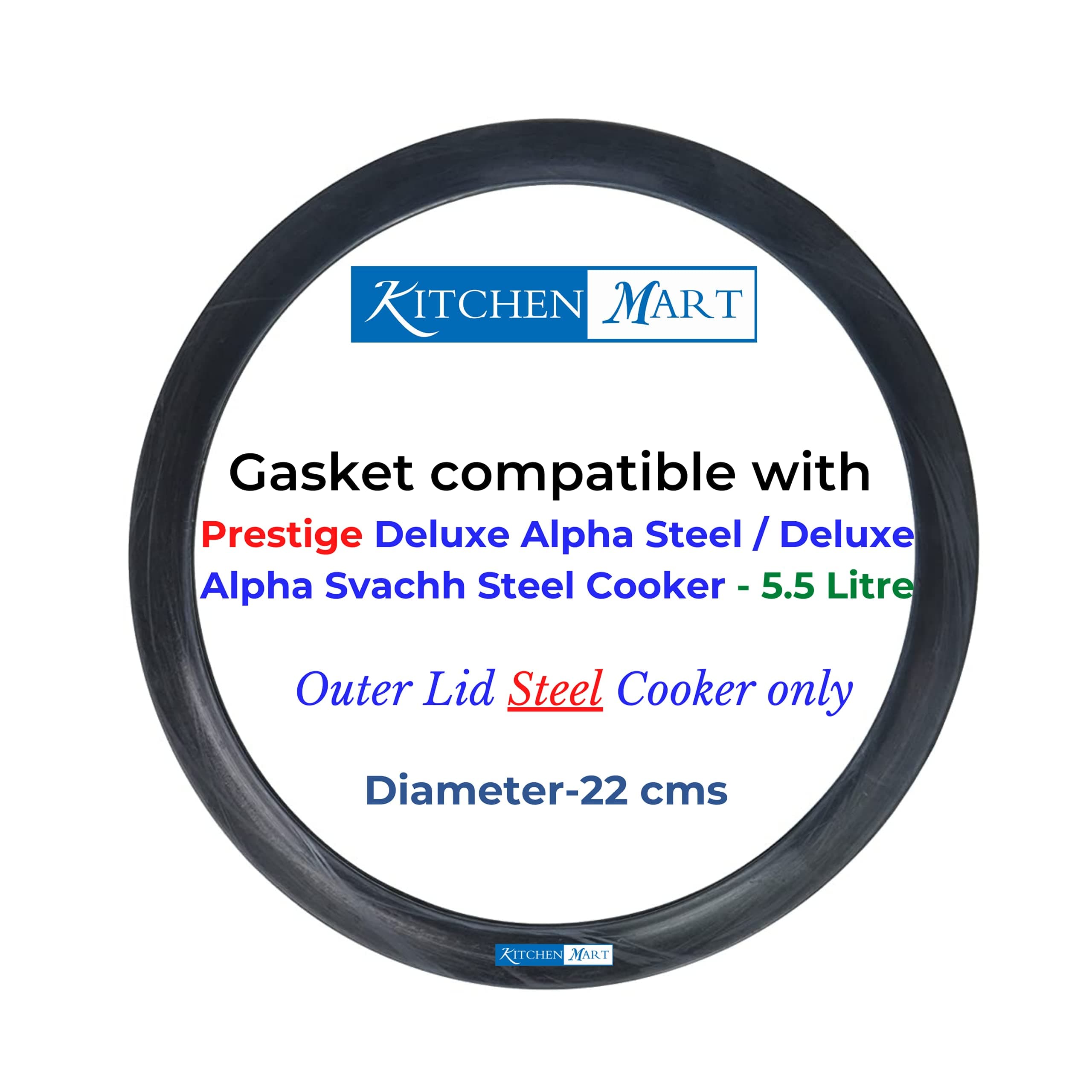 Kitchen Mart Gasket compatible with Prestige Deluxe Alpha/Deluxe Alpha Svachh Steel Pressure cooker (5.5 Litres)