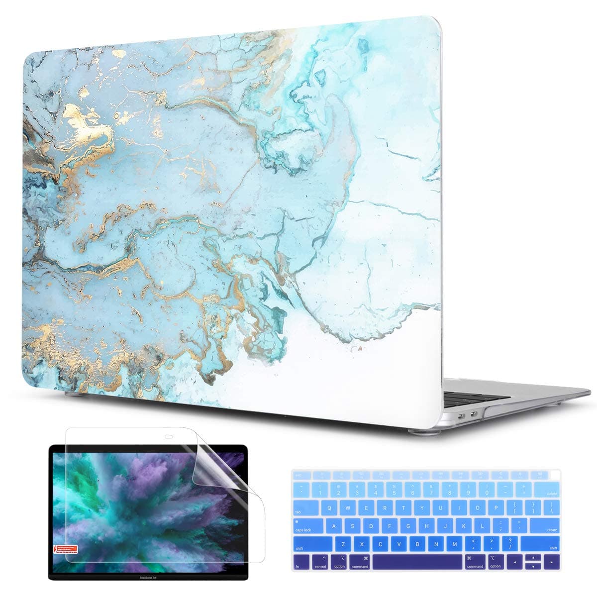 TwoL Ultra Slim Hard Shell Case Keyboard Skin and Screen Protector for MacBook Air 13 inch 2018 2019 2020 2021 Model A1932 A2179 A2337 M1, Earth