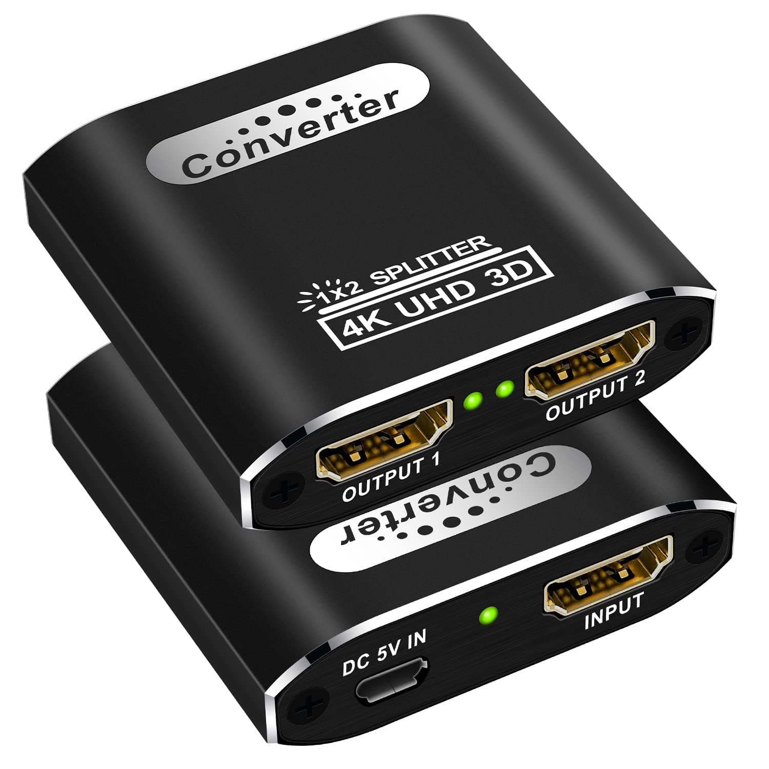 HDMI Splitter 1 in 2 Out for Dual Monitors, 4K HDMI Splitter Ver1.4 Supports 4K@30Hz 3D Full HD 1080P Compatible for PS4 PS3 Blu-Ray Player Fire Stick Roku HDTV (1 Source onto 2 Displays)