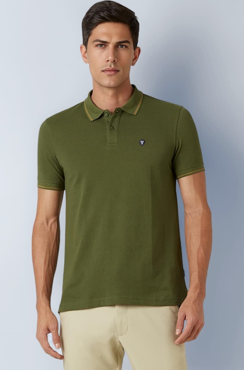 Van Heusen Men's Cotton Solid Regular Fit Collar Polo T-Shirt
