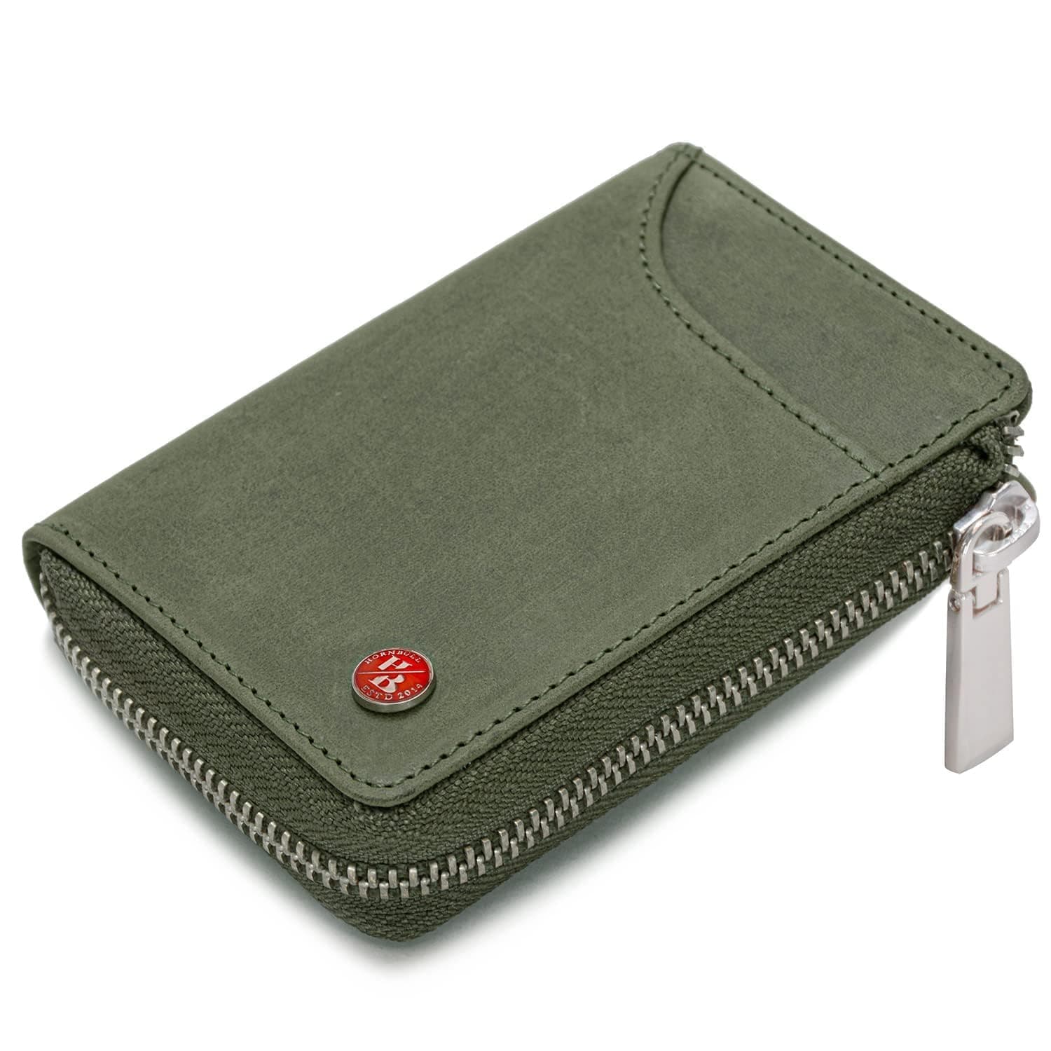 HORNBULLFleming Green RFID Blocking Leather Wallet for Men | Vertical Credit Debit Card Holder