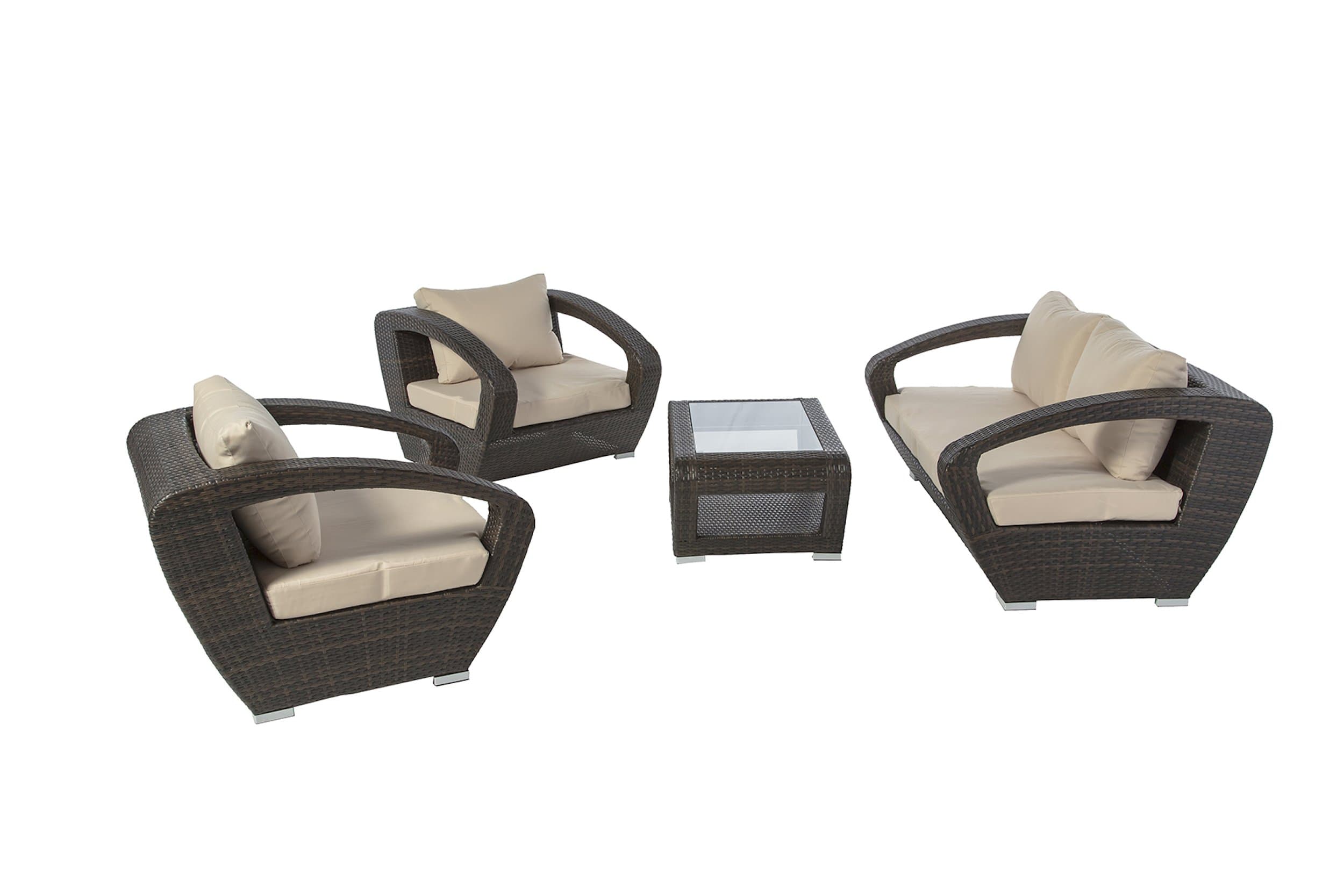 GOODDEGG RAKI Modern 4-Piece Wicker Outdoor Conversation Set