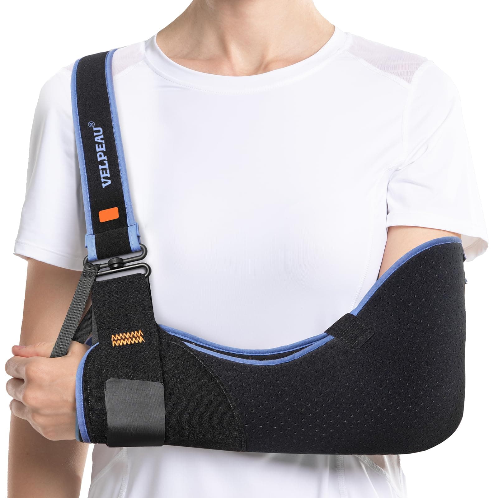 VELPEAU Arm Sling Shoulder Immobilizer - Rotator Cuff Support Brace - Comfortable Medical Sling for Shoulder Injury, Left and Right Arm, Men and Women, for Broken, Dislocated, Fracture, Strain (