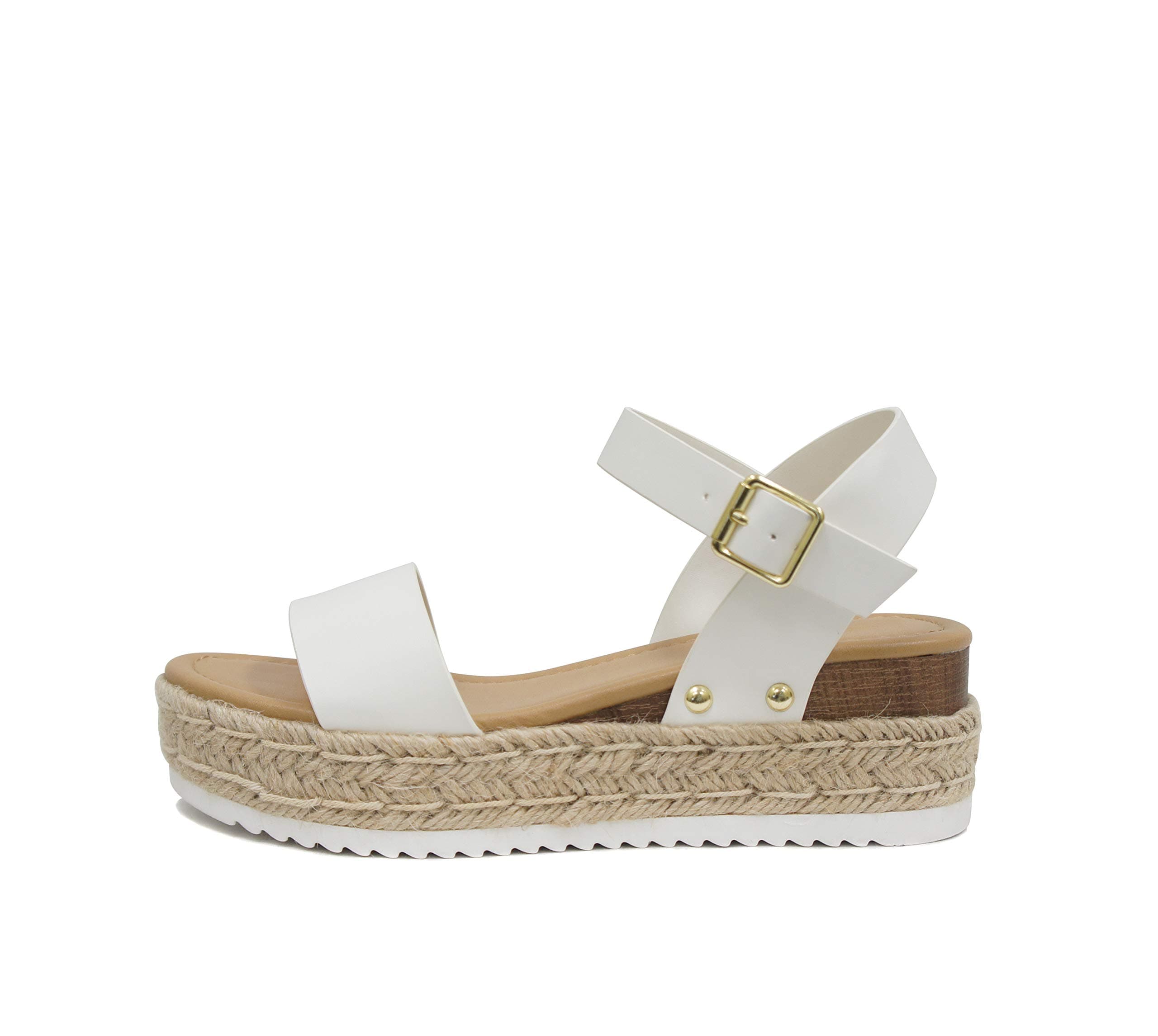 SodaCLIP ~ Women Open Toe Ankle Strap Platform Espadrille Sandal