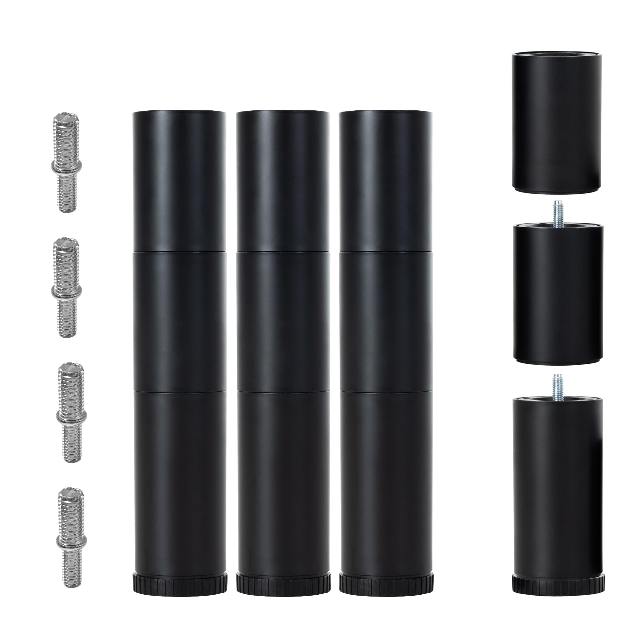 Adjustable Bed Legs Replacement for Adjustable Bed Base Frame, 4 Kind Threads Include,12 inch 3-in-1 Screw in Legs Set of 4