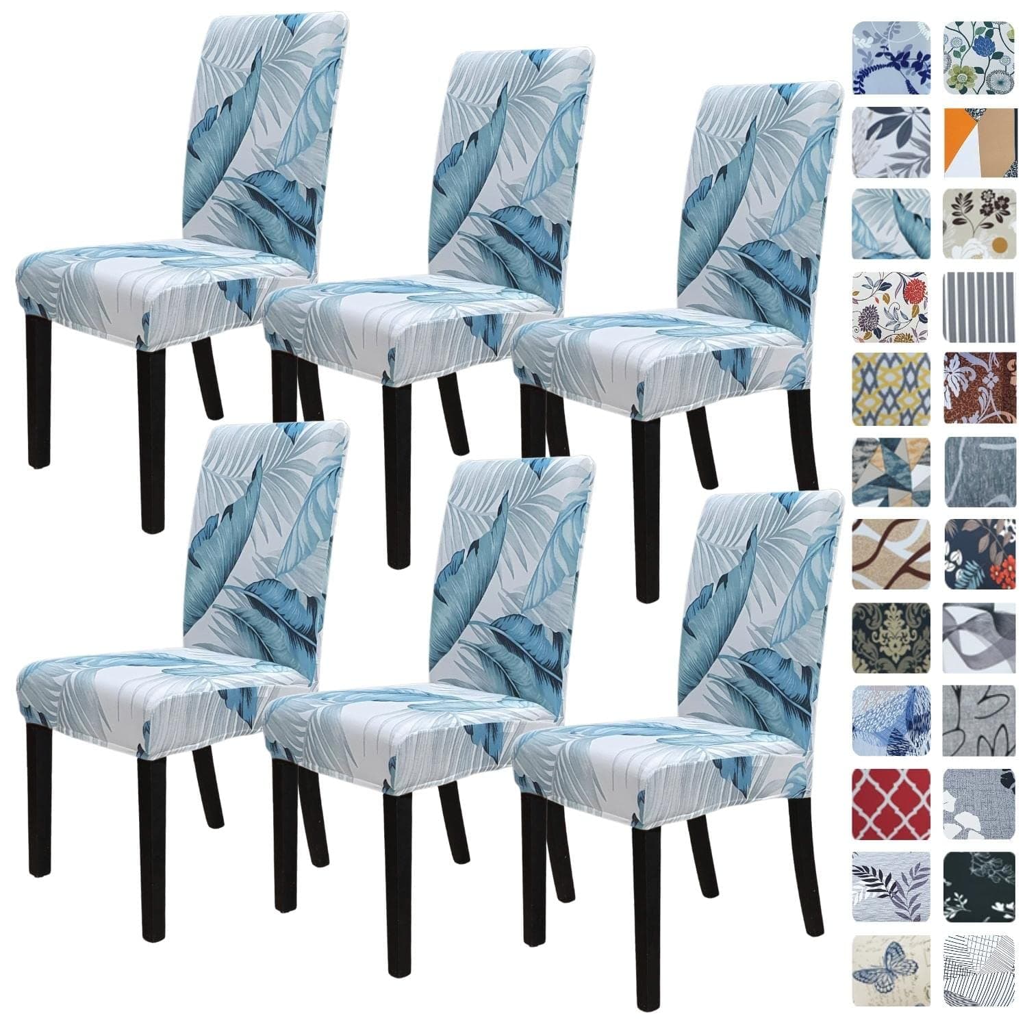 SPRINGRICO Chair Covers for Dining Room 6 Pack, Stretch Dining Chair Cover, Washable Spandex Kitchen Parsons Chair Slipcovers, Removable Seat Protector for Home or Party (Set of 6, Cassandra)