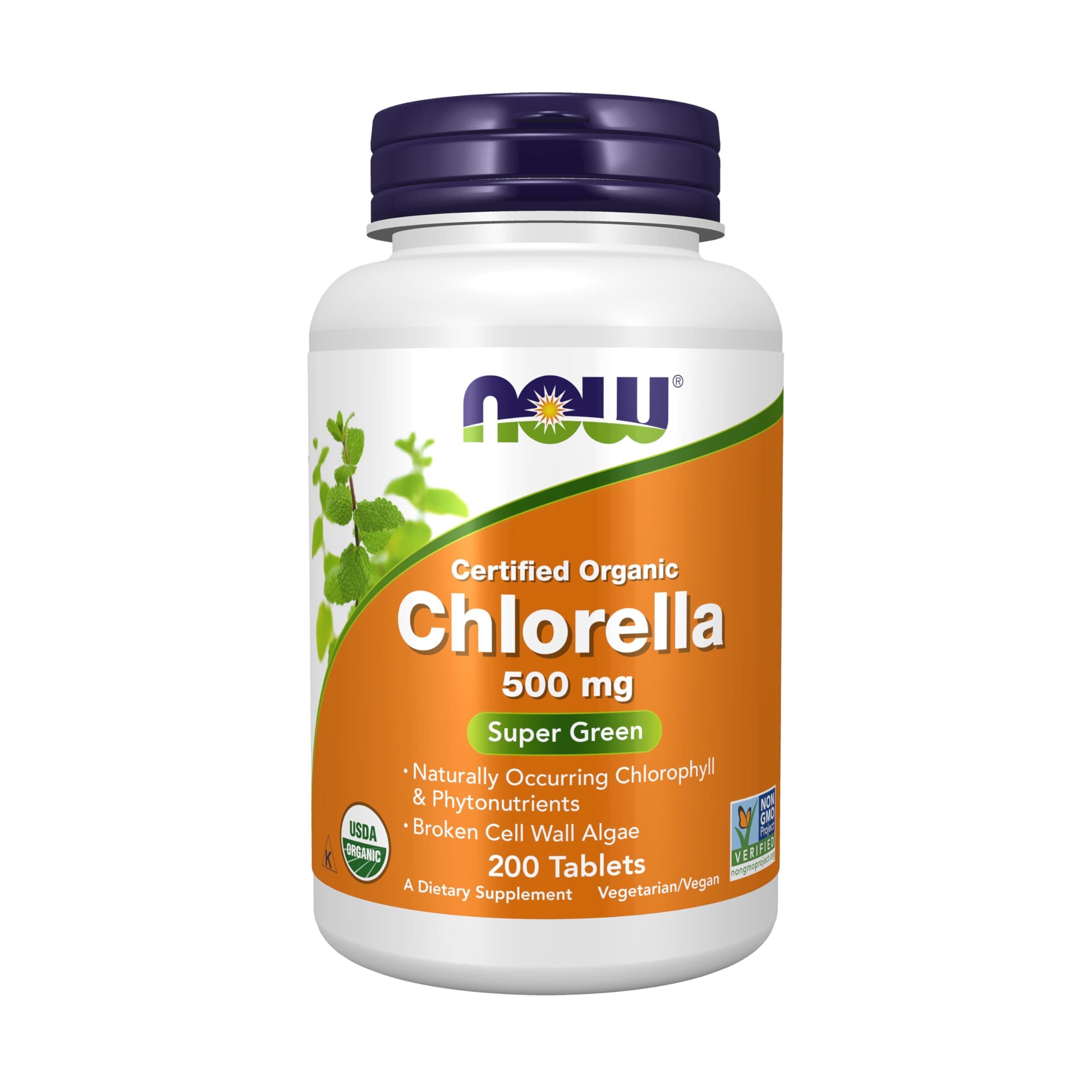 Now Supplements, Organic Chlorella 500 Mg With Naturally Occurring Chlorophyll, Betacarotene, Mixed Carotenoids, Vitamin C, Iron 200 Tablets