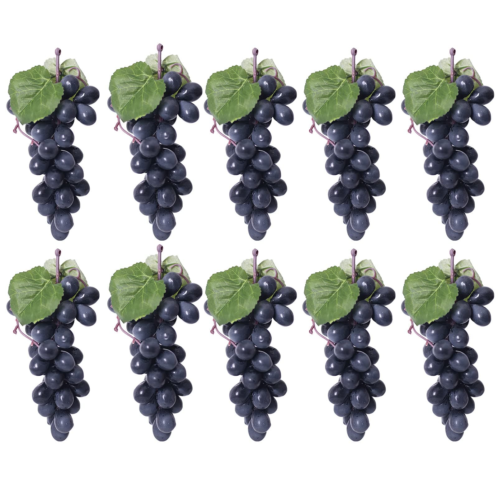 Fake Grapes Artificial Fruit Mini Grapes Clusters for Home House Kitchen Party Wedding Decor (10, Black)