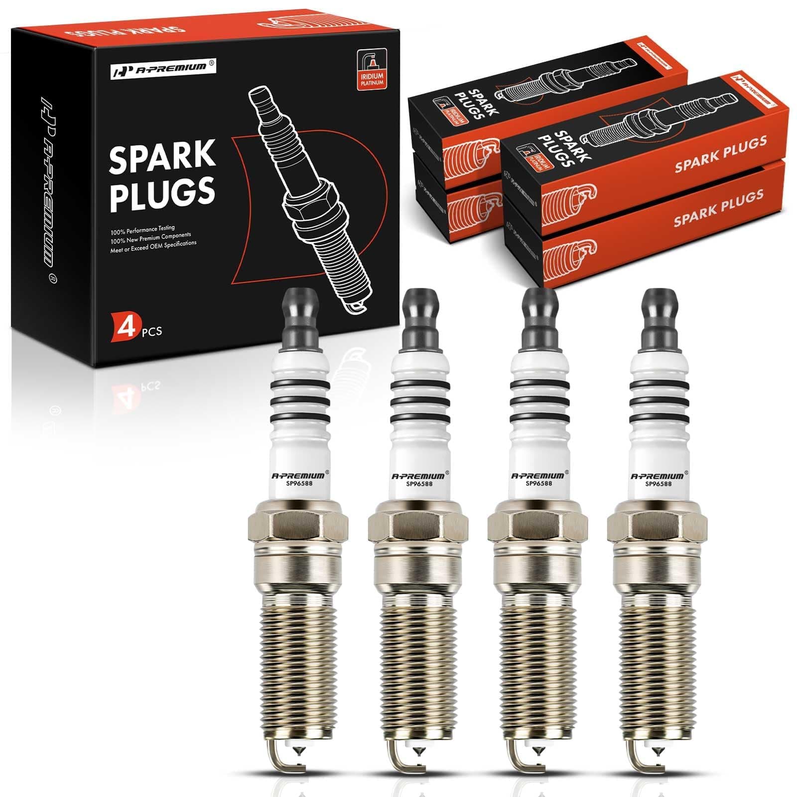 A-Premium Iridium Platinum Spark Plugs Compatible with Ford Explorer, Escape, Fusion, Focus, Mustang, Taurus & Lincoln MKZ, MKC, MKT - Turbocharged