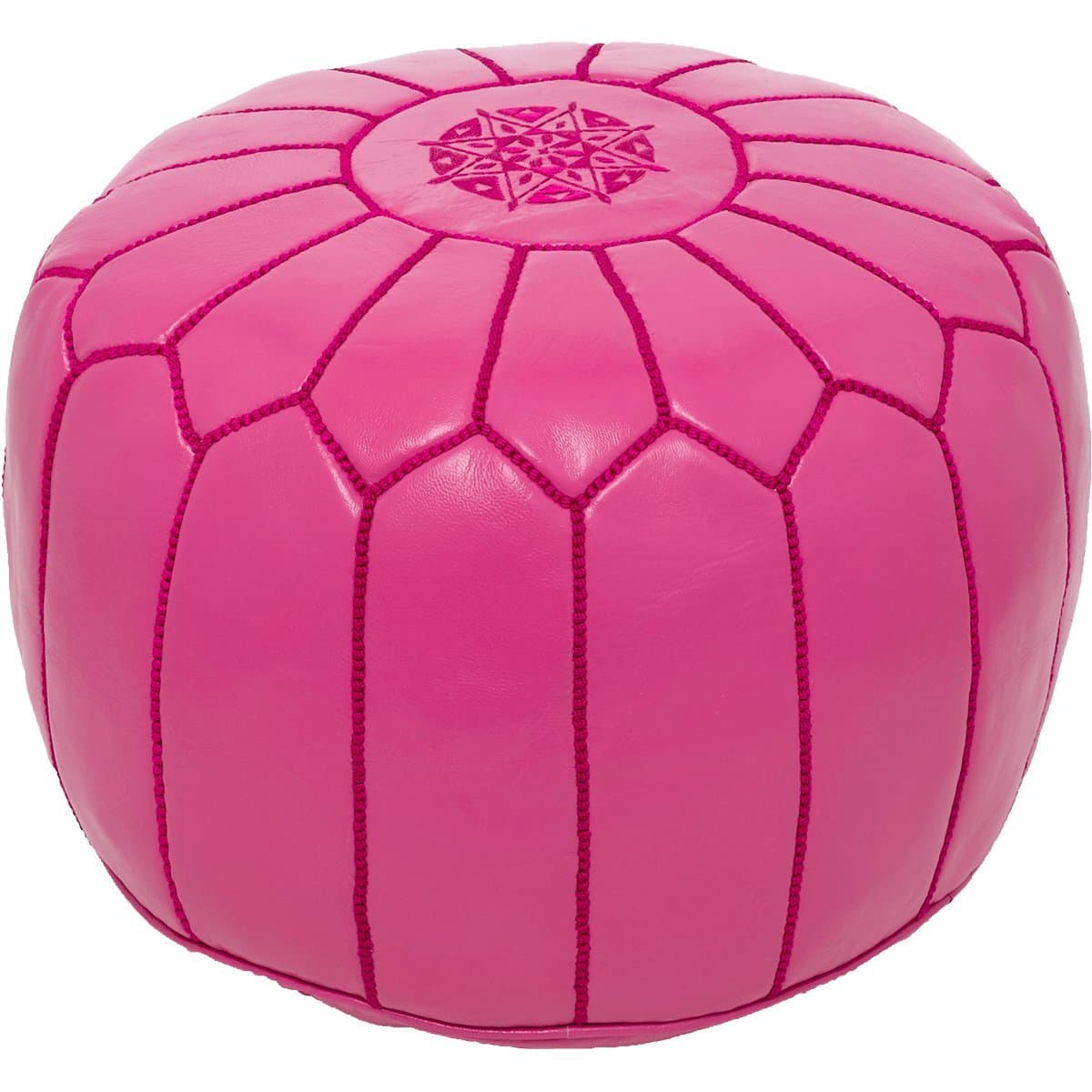 POUFATI Moroccan Leather Pouf Ottoman Unstuffed, Fuchsia