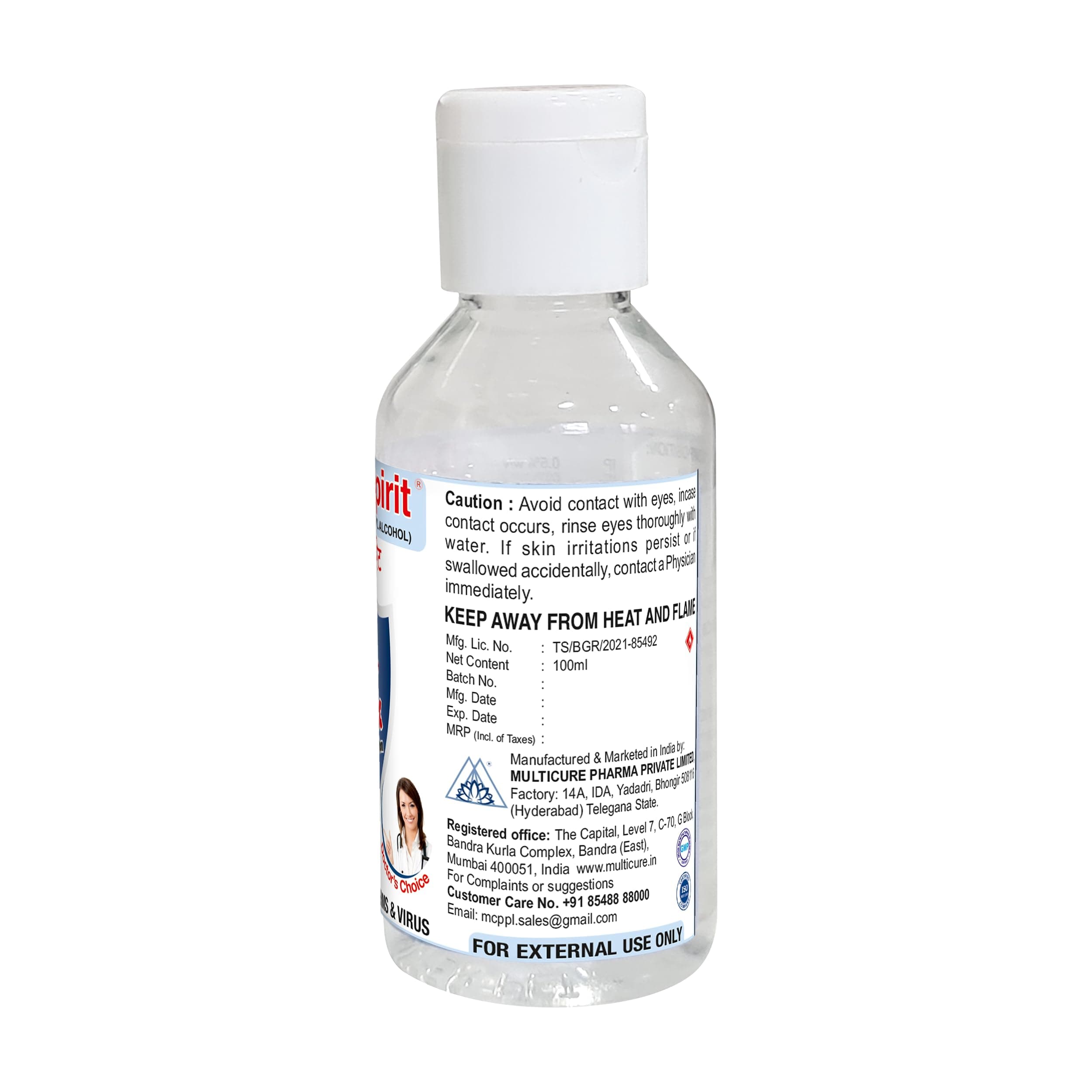 Multicure | Doctorspirit Cetrimide with 70% Iso-Propyl Alcohol Antiseptic Solution (set of 2) 100 ML each