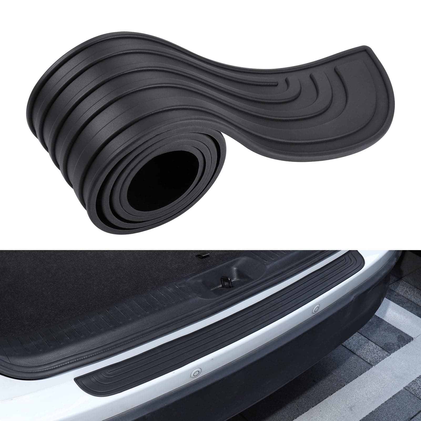 Zocipro Car Rear Bumper Guard Strip, Flexible Rubber Bumper Protector, Anti-scratch Guard Suitable for Car Pickup SUV Truck (Black, 36" x 2.75")