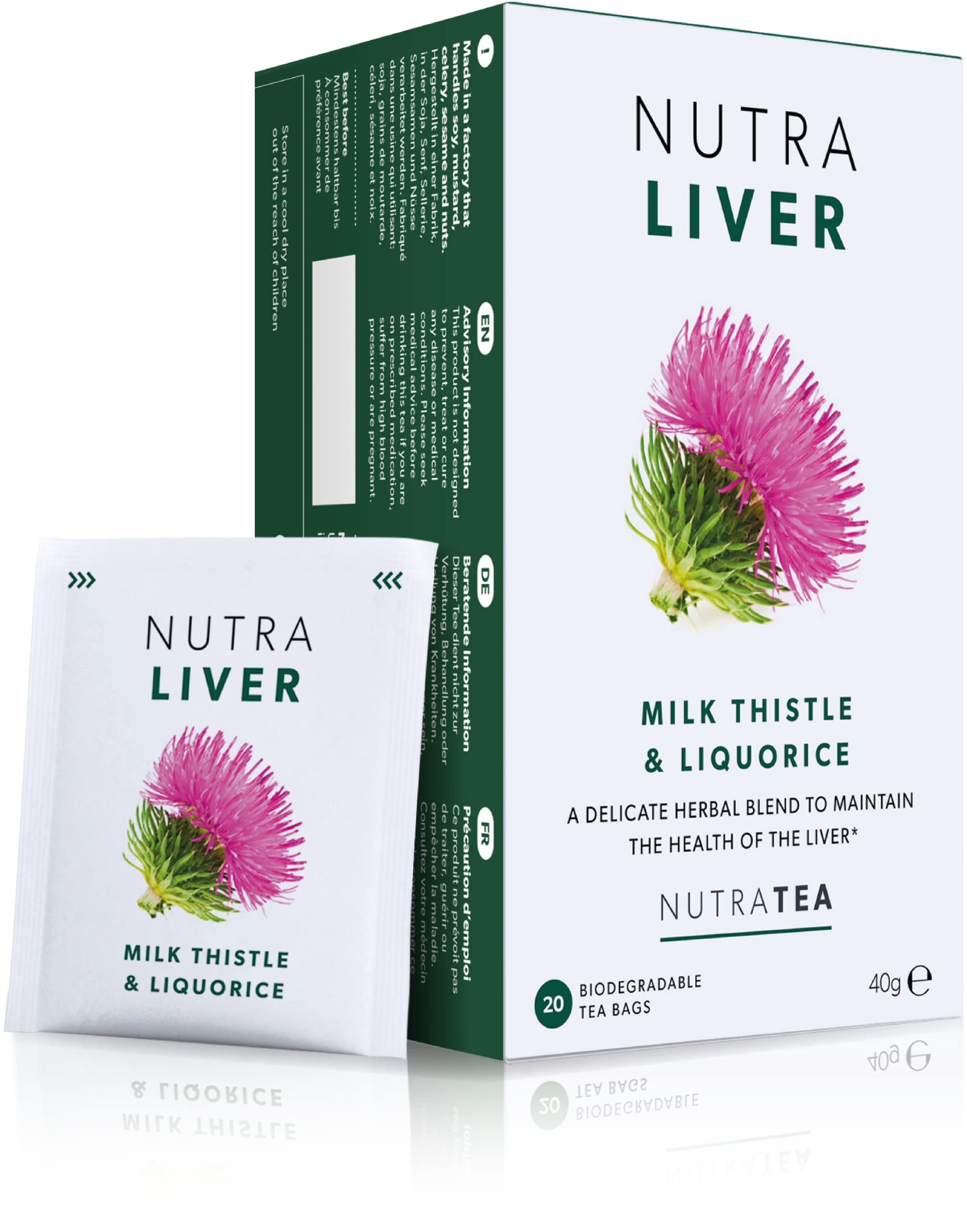 Nutra Tea NUTRALIVER - Liver Support Tea - Liver Detox Tea - Providing A Liver Cleanse, Detox And Repair - 40 Individual Wrapped Bags - Herbal Infusion (2 Pack)