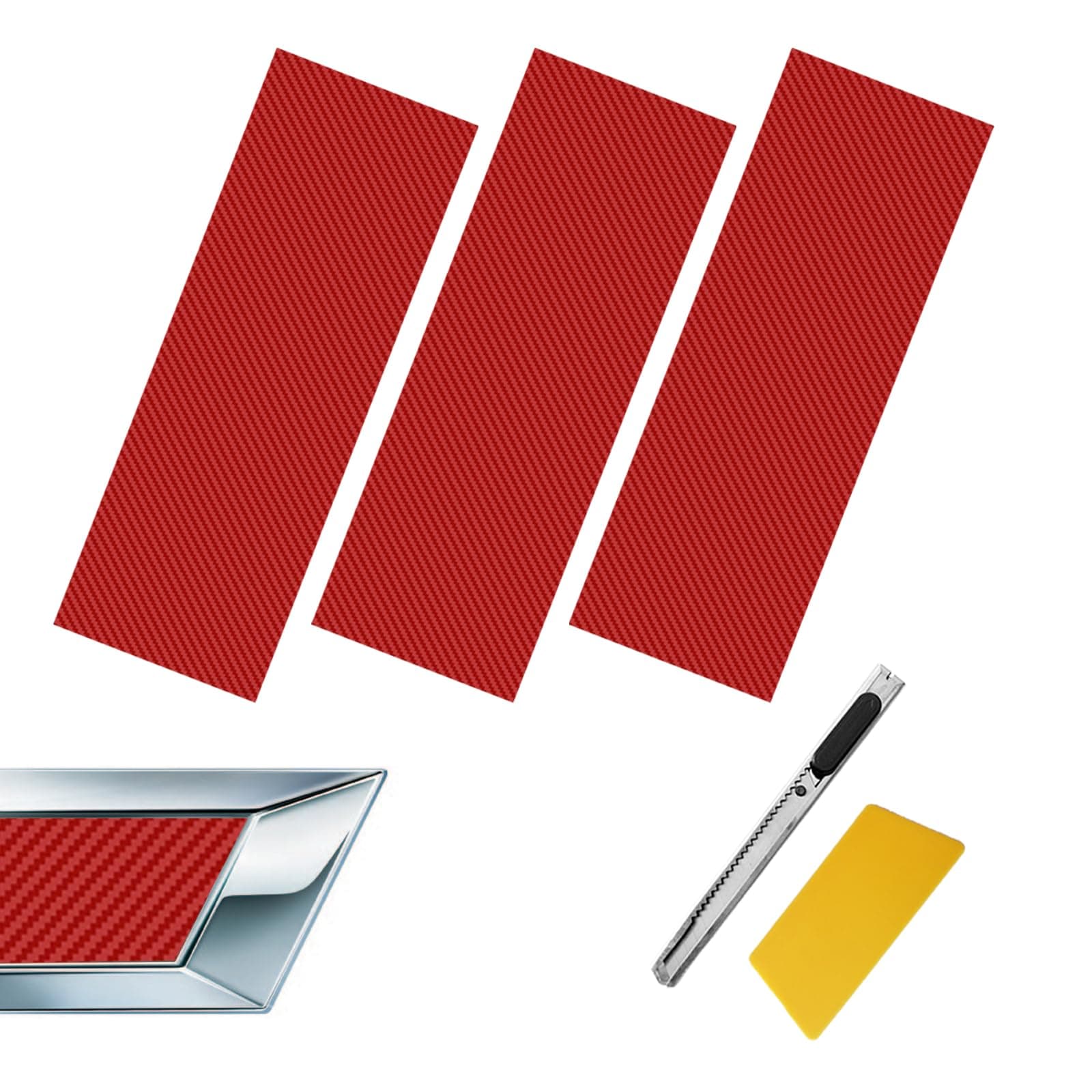 Compatible with 11.8" x 4" 3PCS Chevy Bowtie Emblem Logo Stickers Cut DIY Decals, 3 Pcs Universal Logo Overlay Red