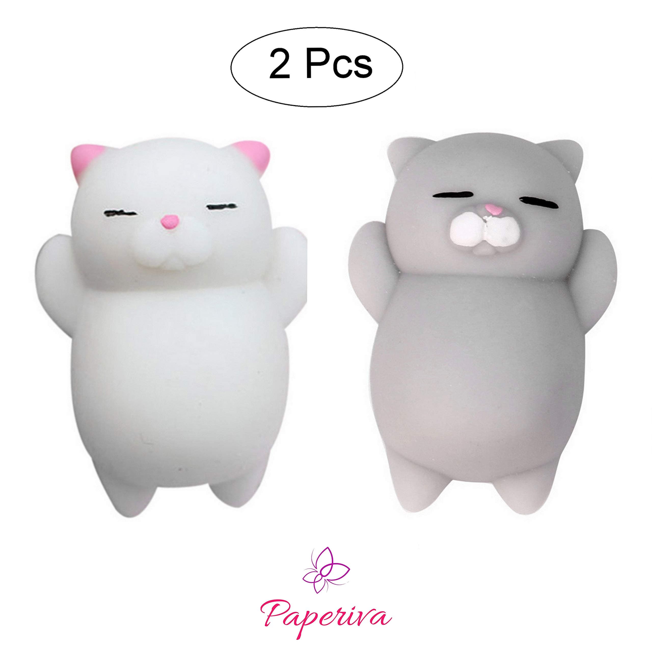 kawaii slow rising squishy squeeze mini cat toy, 2 pieces-Multi color