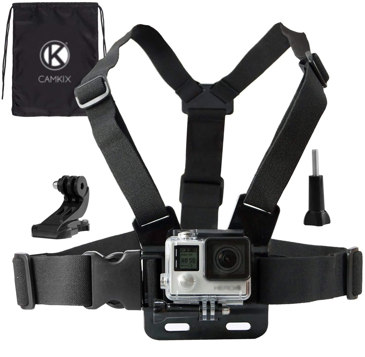CamKix replacement Chest Mount Harness compatible with Gopro Hero 6, 5, Black, Session, Hero 4, Session, Black, Silver, Hero+ LCD, 3+, 3, 2, 1 – Fully Adjustable Chest Strap