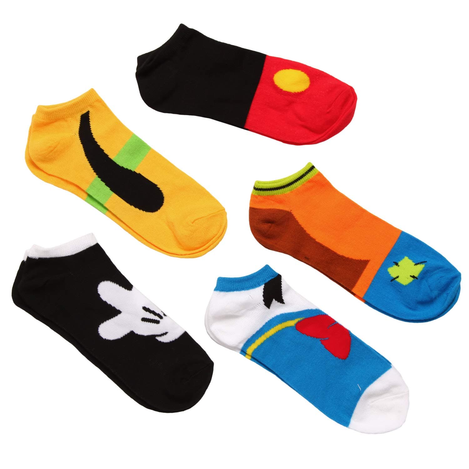 Disney Mickey Mouse Men's 5 Pack No Show Socks