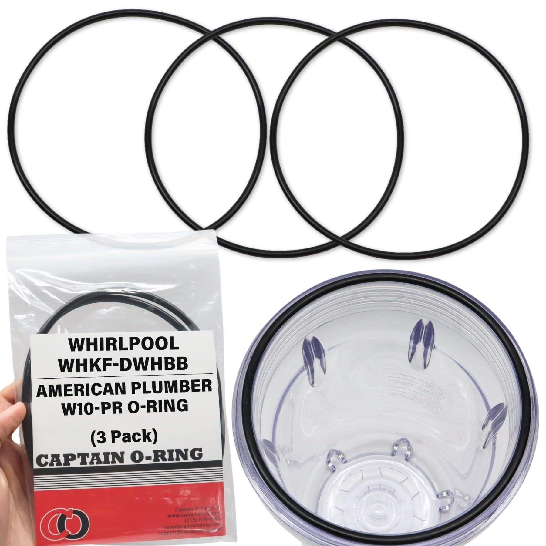 Captain O-Ring - Replacement O-Rings for Whirlpool WHKF-DWHBB (WHKF-C9) & American Plumber W10-PR (W10-OR) (3 Pack)