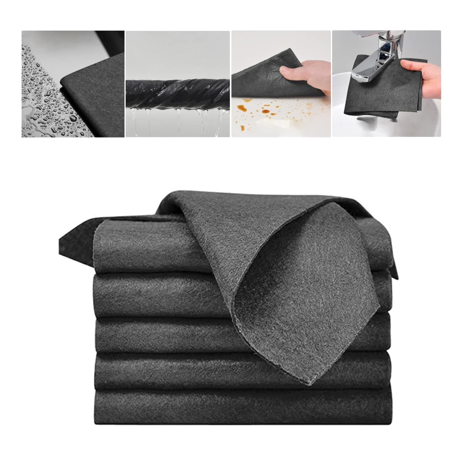 5PC Thickened Magic Cleaning Cloth, Reusable Microfiber Cleaning Rags for TV, Cars, Windows, Lint Free, Odorless, Machine Washable
