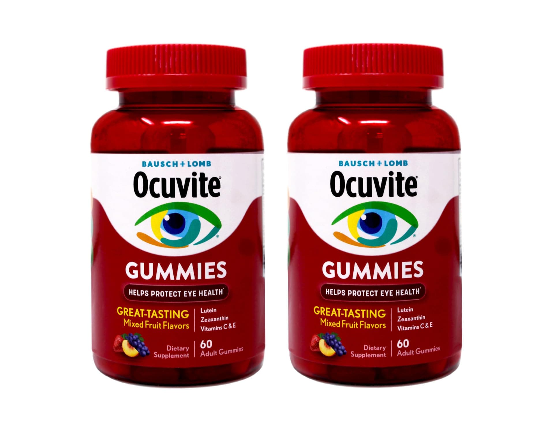 Ocuvite Eye Health Gummies, Mixed Fruit Flavors, 60 Count (Pack of 2)