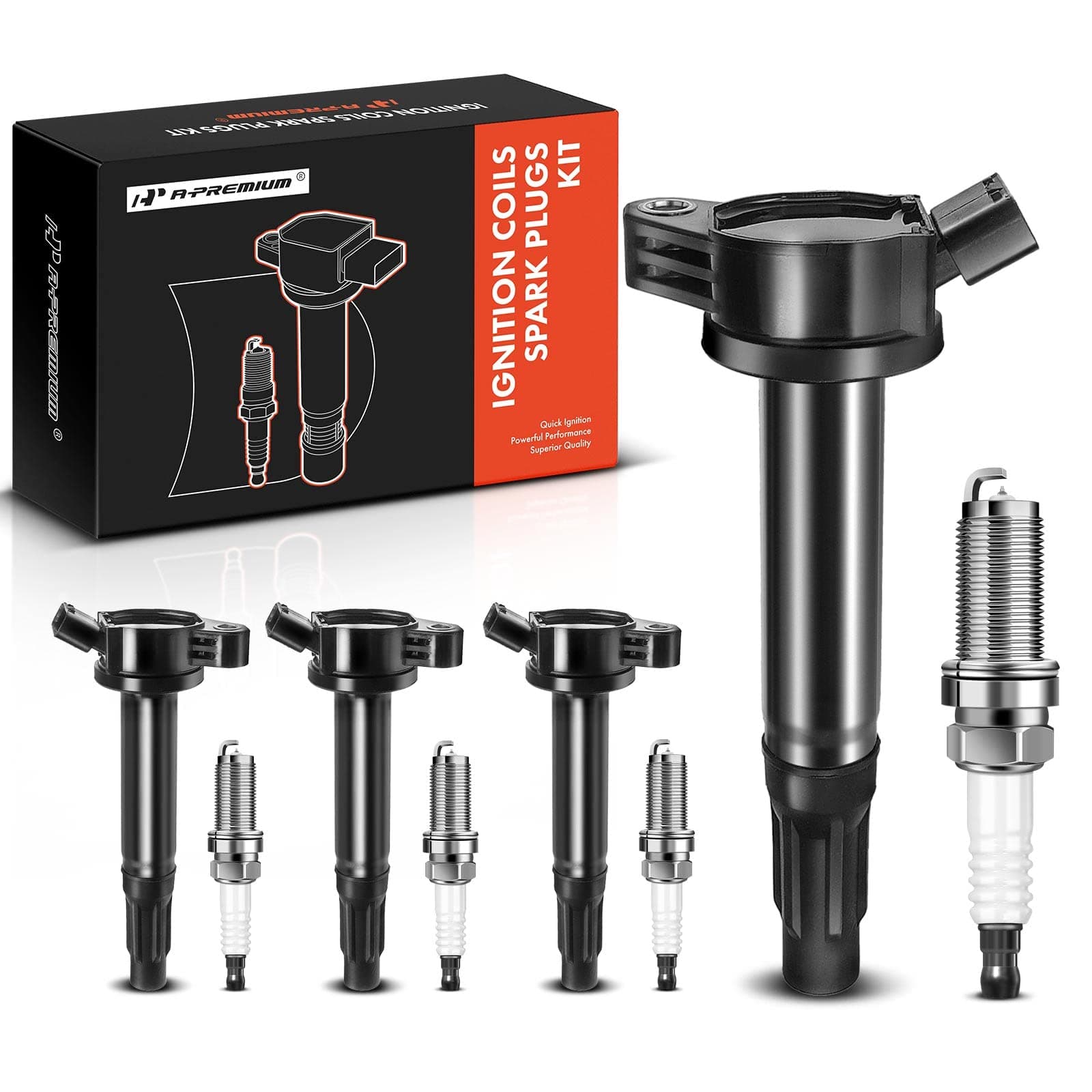 Ignition Coil Pack and Iridium Spark Plugs Compatible with Toyota Camry 2010-2017, RAV4 2009-2018, Sienna 2011-2013, L4 2.5L 2.7L, Set of 4, Replace# 90919-A2002