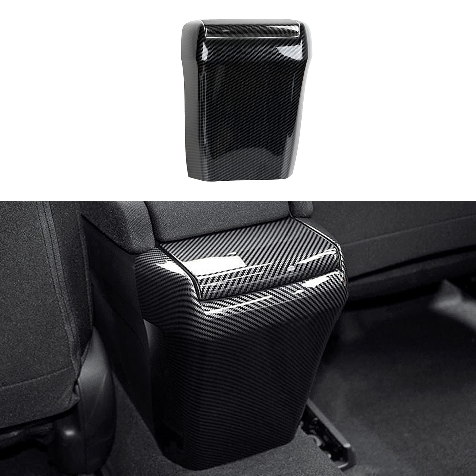 Car Armrest Box Cover Trim Decals for 2016 2017 2018 2019 2020 2021 Honda Civic 10th Gen Accessories ABS Carbon Fiber Interior Stickers