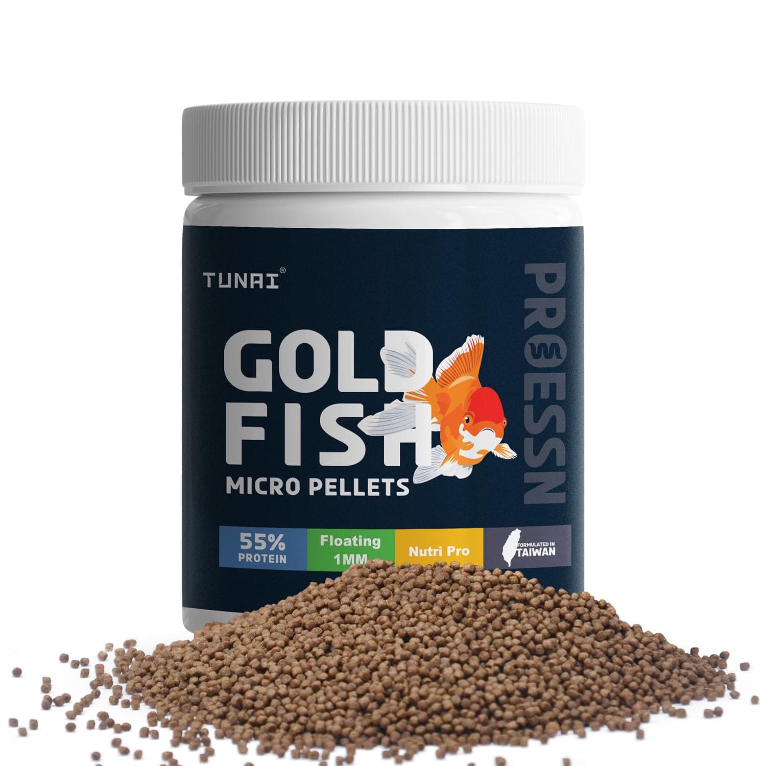 Gold Fish Micro Pellets | 55% Protein Rich Pellets | Boost Color and Growth, Formulated in Taiwan Exclusively for Aquarium Fish Food of All Life Stages (500g, 1mm)
