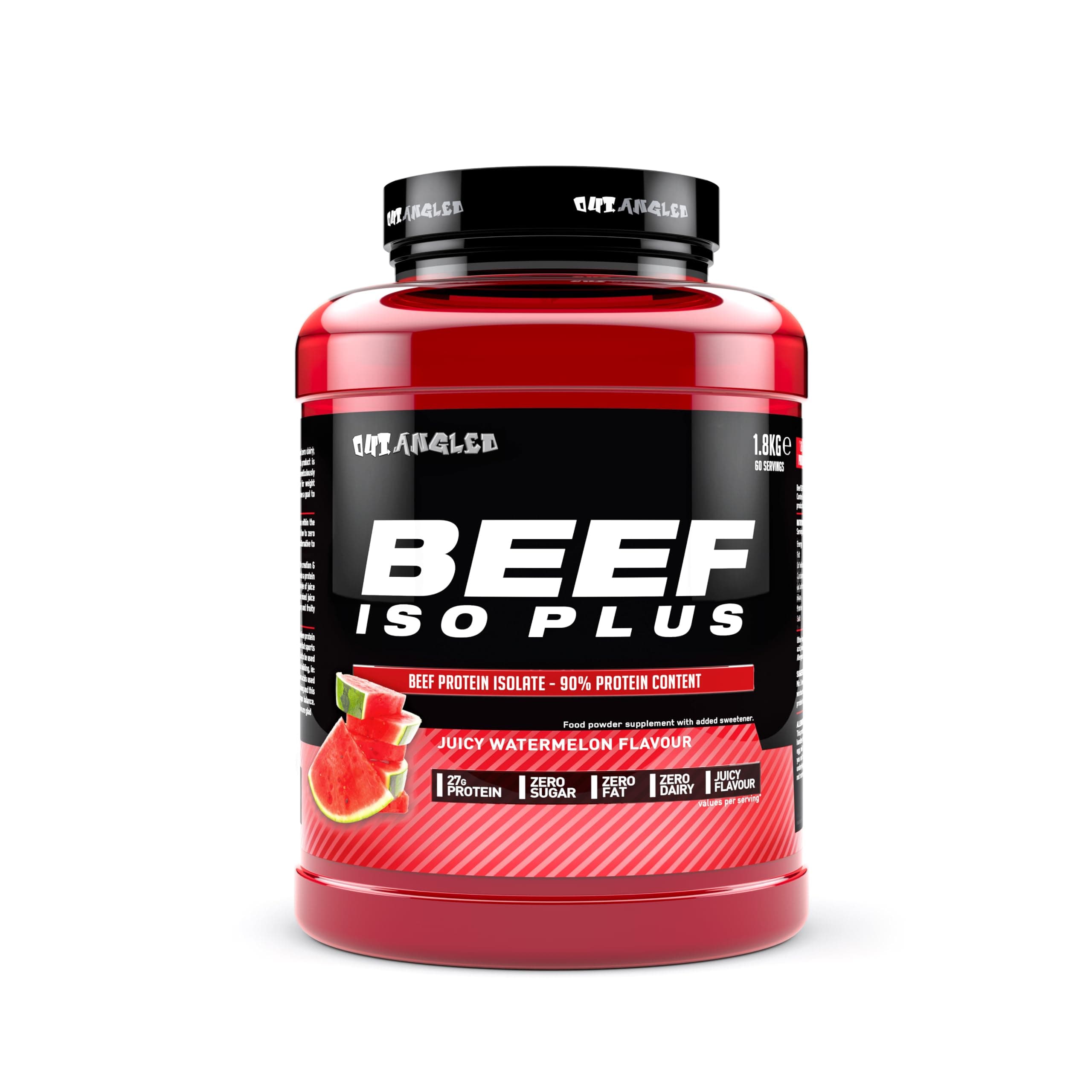 Beef Iso Plus, Beef Protein Isolate Powder, High Protein, Zero Fat and Sugar | 1.8kg 60 Servings | Paleo and Keto Friendly, Dairy and Gluten Free (1.8kg, Juicy Watermelon) - Made in The UK