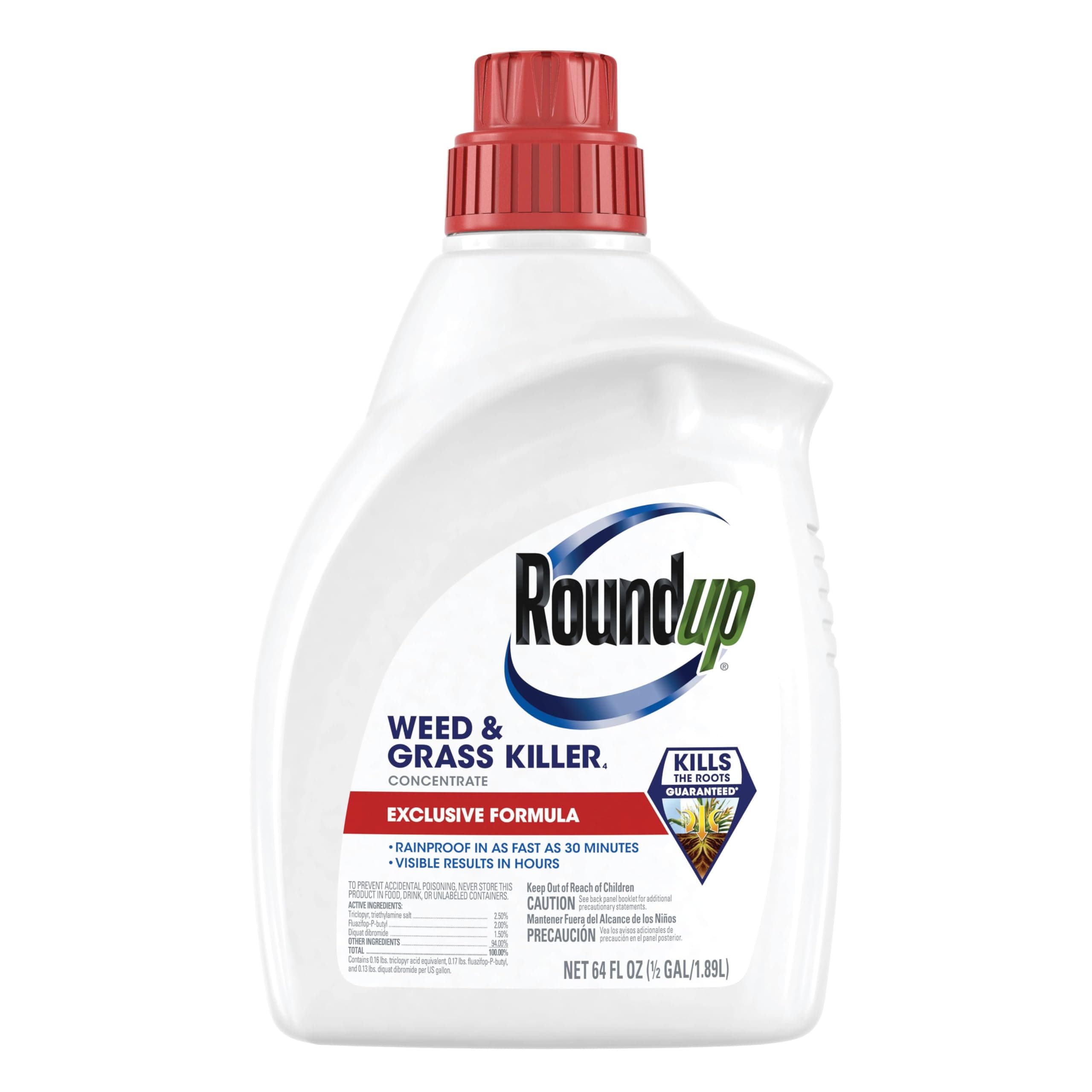 Roundup Weed and Grass Killer₄ Concentrate, Use Around Flower Beds and Trees, on Walkways, and in Other Areas in Yards, 64 fl. oz.