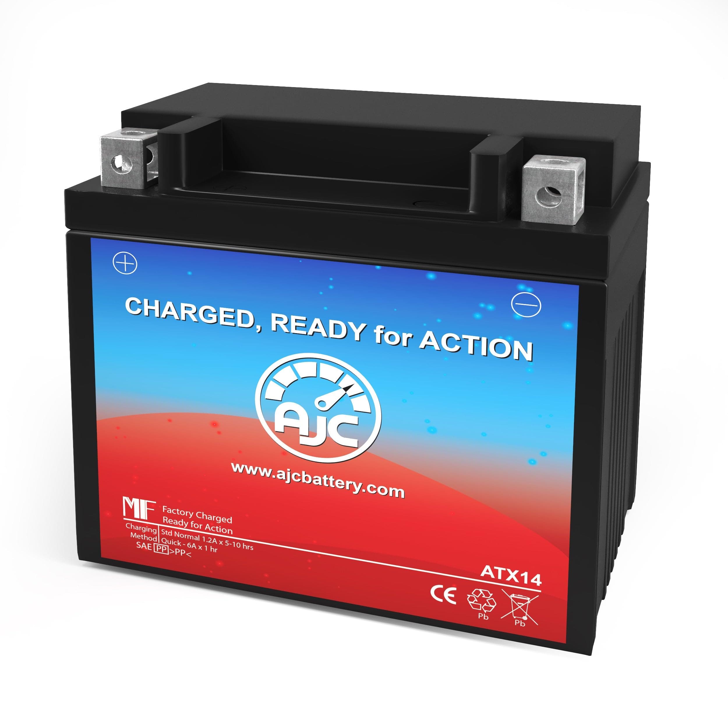 AJC Battery Compatible with Duralast CTX14-BSFP Powersports Battery